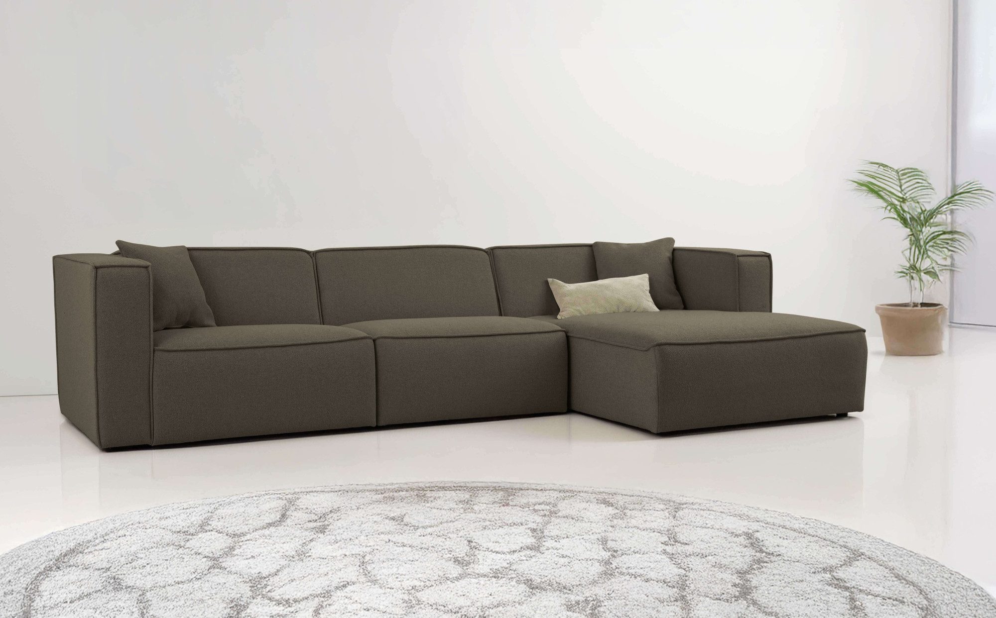 OTTO home Ecksofa Tammie, Breite 312 cm, Webstoff fein, bodentief, mit Wellenunterfederung