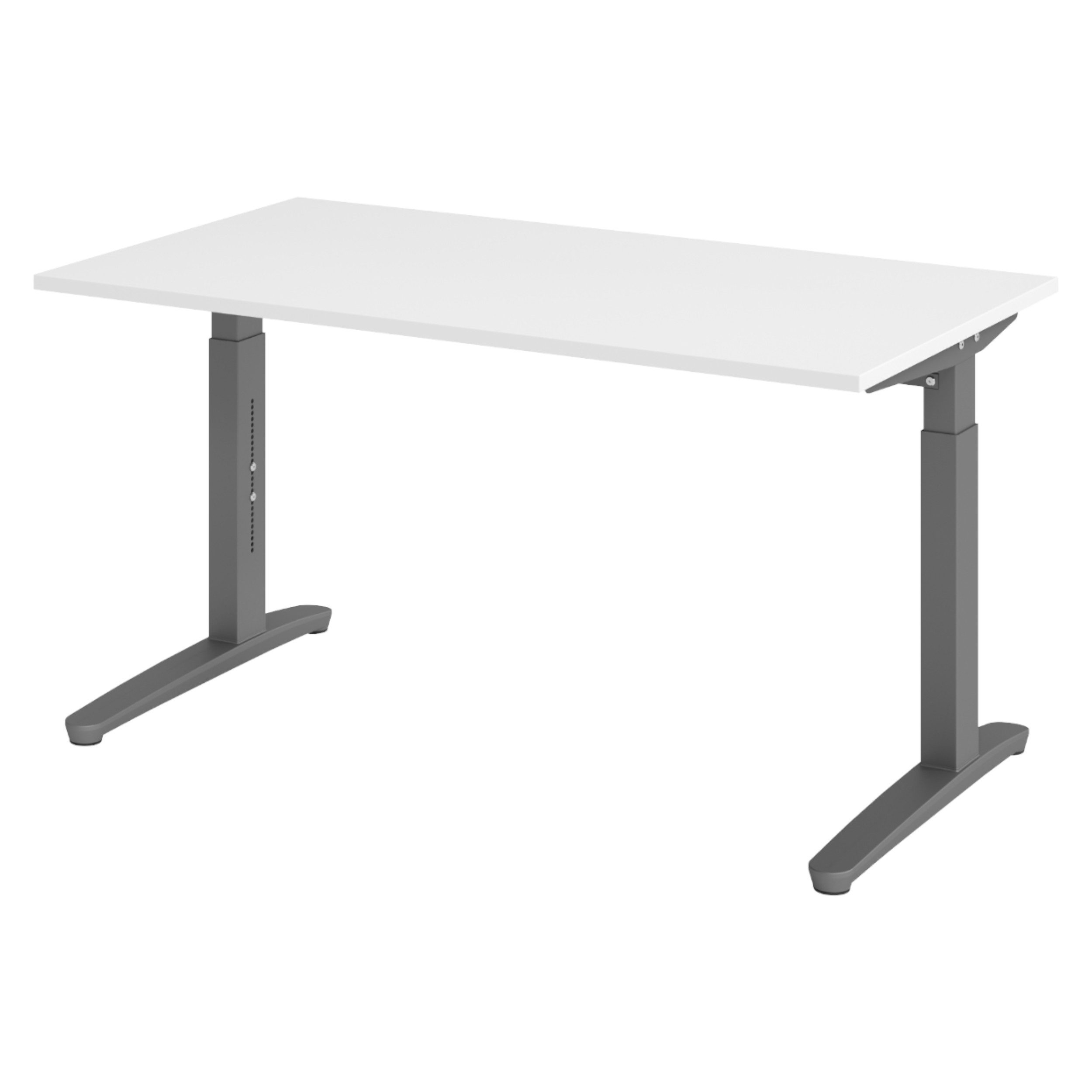 bümö Schreibtisch XB-Serie, Rechteck: 140 x 80 cm - Dekor: Weiß - Gestell: Graphit