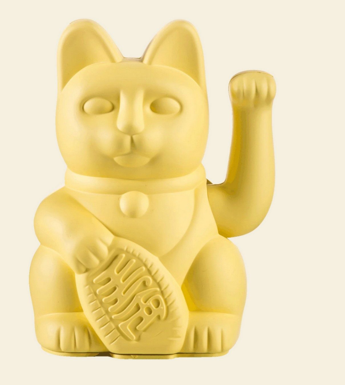 daslagerhaus living Kosmetiktasche Winkekatze Lucky Cat matt gelb