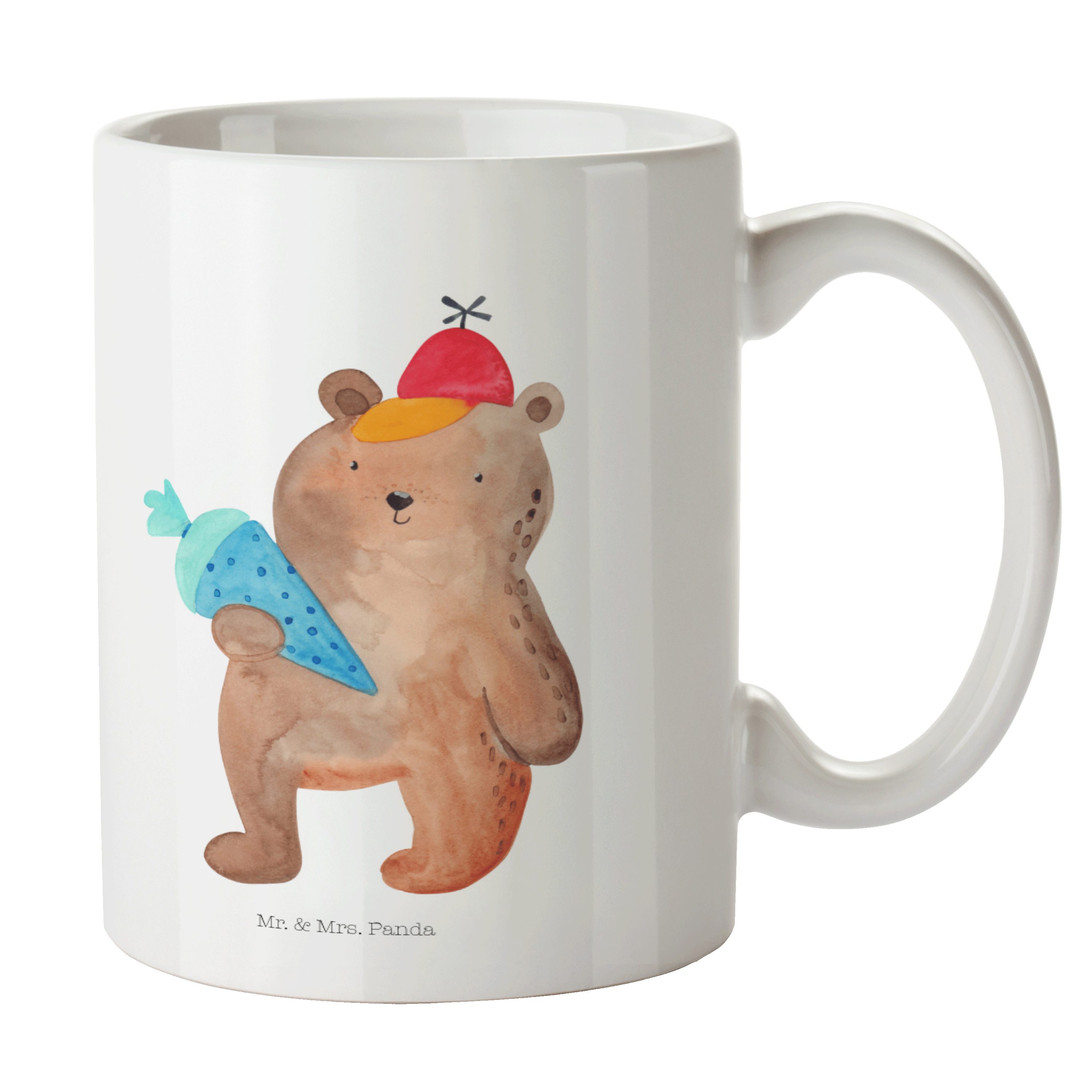 Mr. & Mrs. Panda Tasse Bär mit Schultüte - Weiß - Geschenk, Tasse, Tasse Sprüche, Schule Ges, Keramik | Tassen