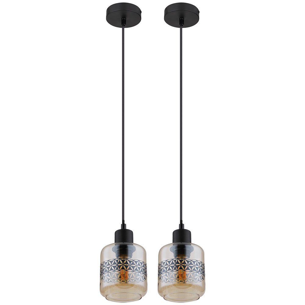 Leuchtmittel amber Glas cm nicht höhenanpassbar inklusive, Hängeleuchte Wohnzimmerlampe Metall Pendelleuchte, H 120 etc-shop