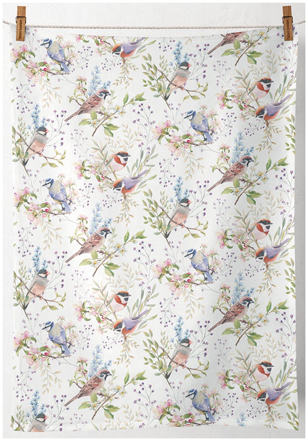 Ambiente® Geschirrtuch Busy birds, (1-tlg., 1-teilig), Geschirrtücher ca.50x70cm Baumwolle