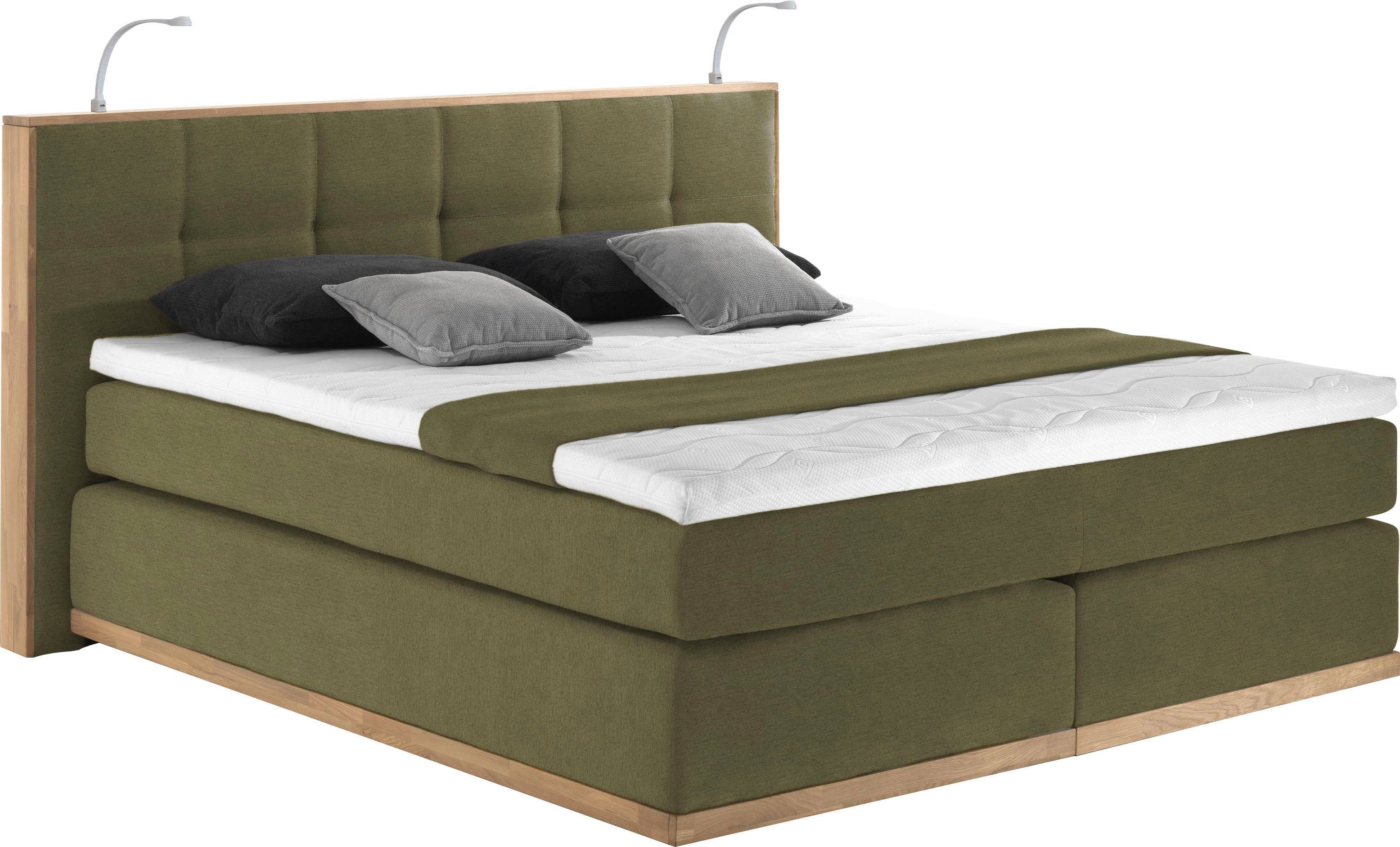 PLACES OF STYLE Boxspringbett "Vinton" aus Eiche, mit LED-Beleuchtung, vers günstig online kaufen