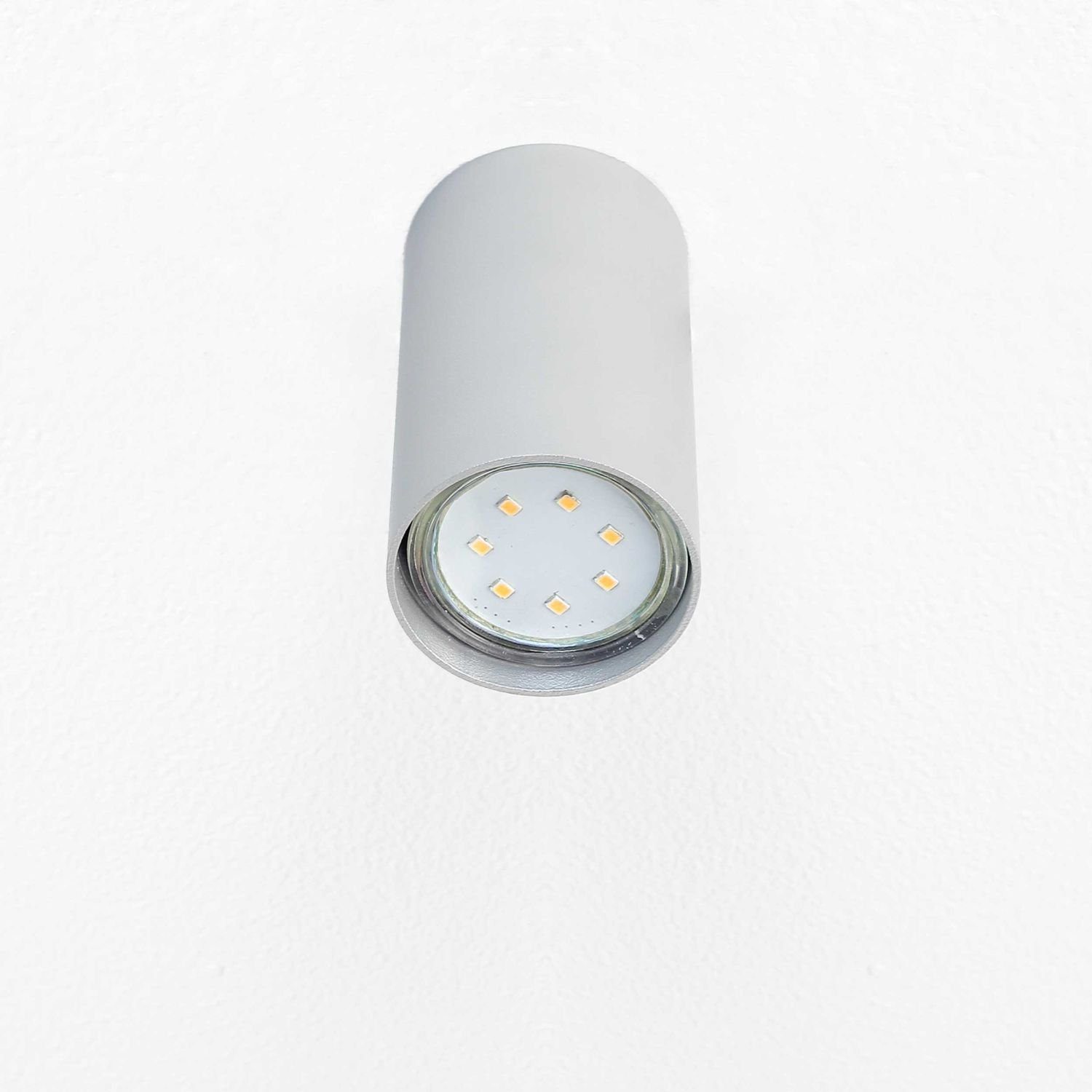Licht-Erlebnisse Deckenleuchte EYE, ohne Metall Spot Flur Leuchtmittel, Strahler Silber modern Lampe Küche Aufbaustahler rund