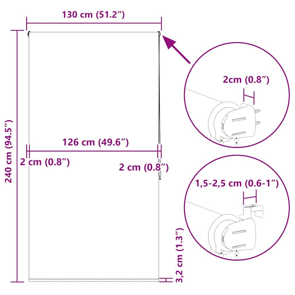 Rollo Duschrollo 130x240 cm Stoffbreite 126 cm, vidaXL