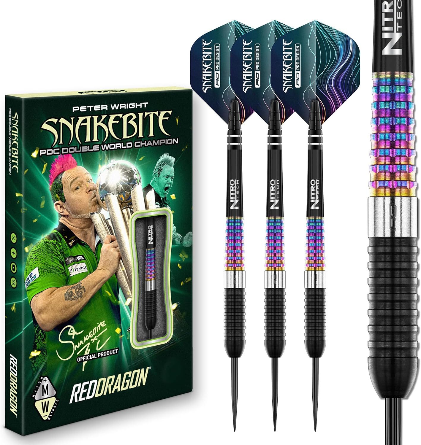 Winmau Dartpfeil Peter Wright Snakebite Corra 22g - 90% Wolfram Steeldart