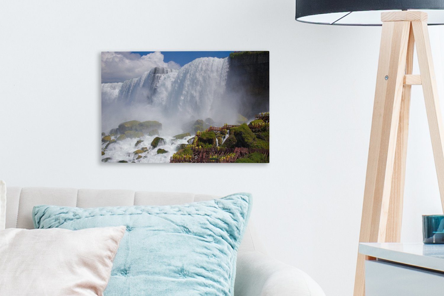 Leinwandbild OneMillionCanvasses® Leinwandbilder, Wanddeko, Niagarafällen, den St), vor (1 Aufhängefertig, Felsformationen cm 30x20 Wandbild