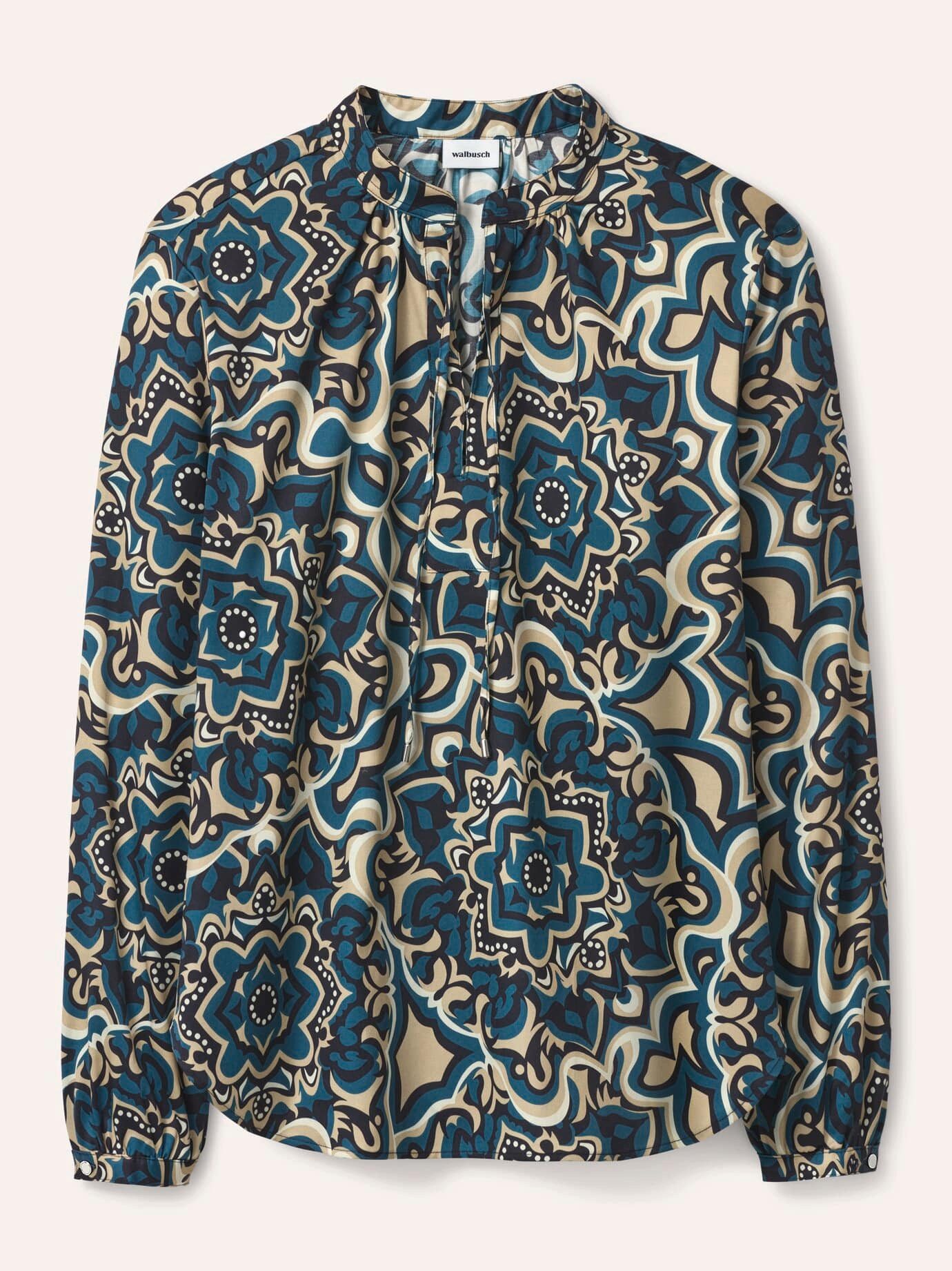 Walbusch Shirtbluse Damen Shirtbluse aus Baumwollsatin Stehkragen Langarm, pflegeleicht, atmungsaktiv – Bild 2 von 4