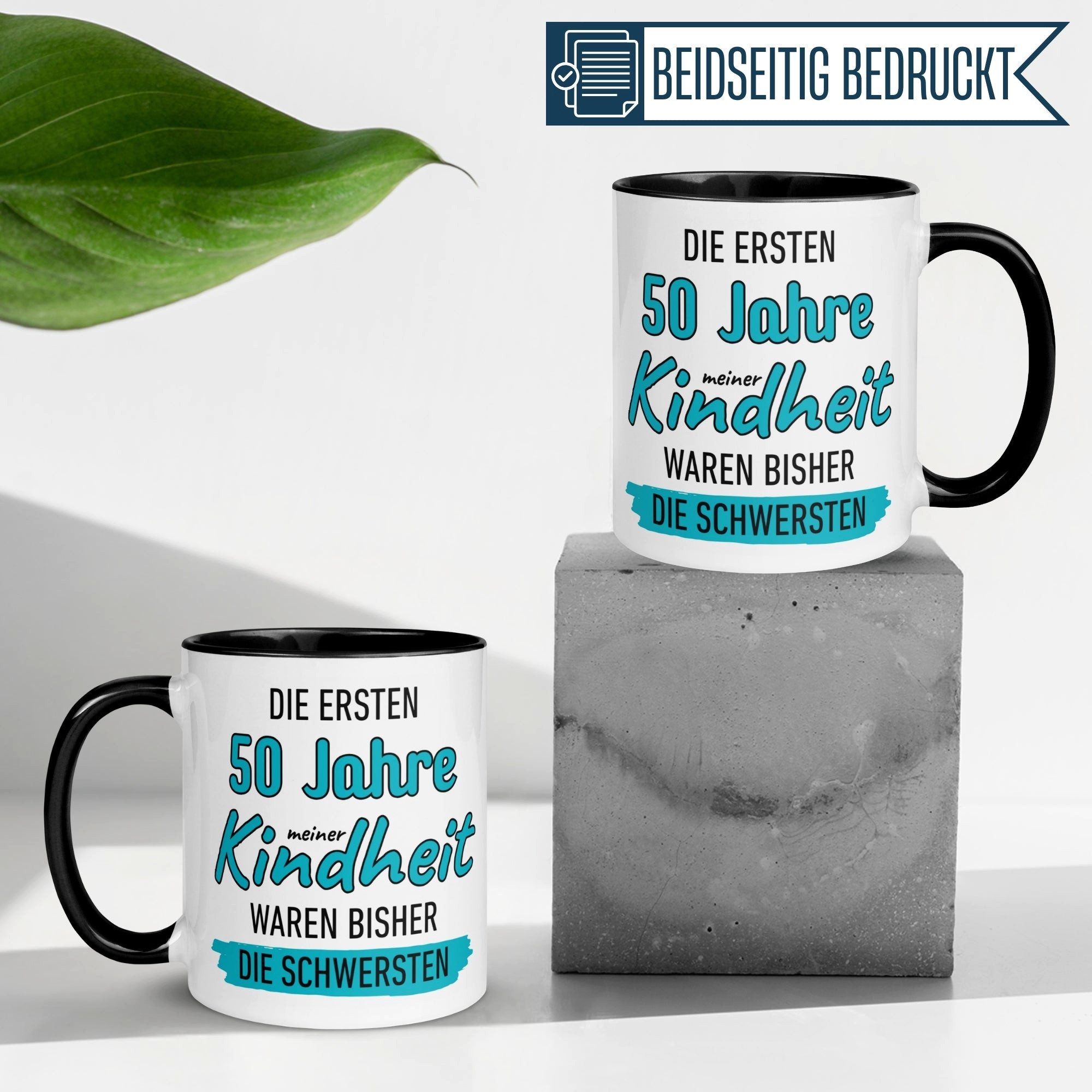 Momentals Tasse 50 Geburtstag Mann – „50 Jahre Kindheit“ – Geburtstagsgeschenk Männer, Gratis Versand · Links-&Rechtshänder · Spülmaschinenfest