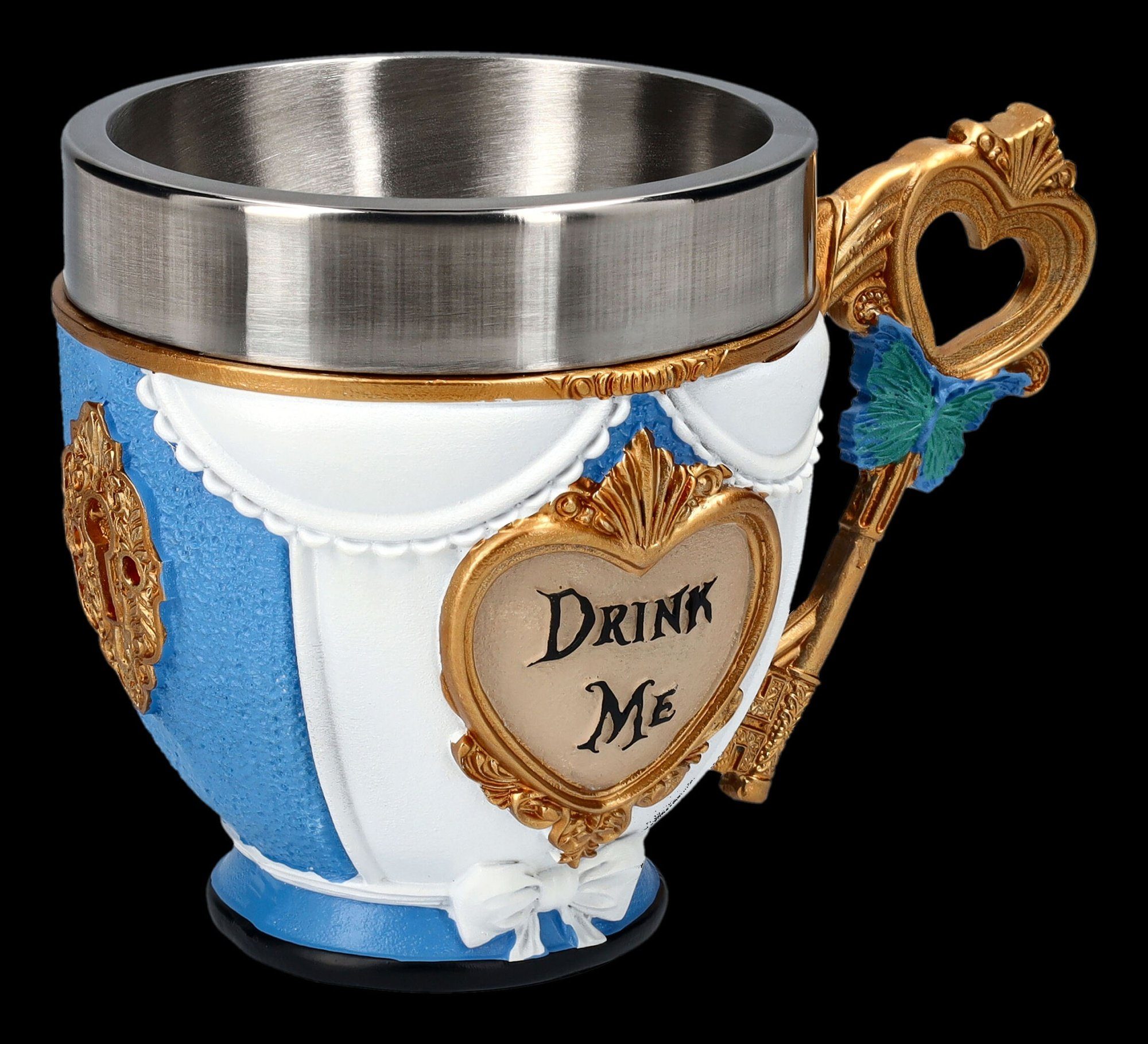 Figuren Shop GmbH Tasse Tasse Pinkys Up - Alice - Nemesis Now - Merchandise Deko Tasse, Kunststein (Polyresin), Edelstahl