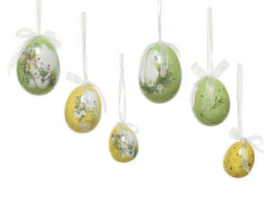 Decoris season decorations Osterei, Ostereier zum Aufhängen mit Hasen und Blumen Motiv 4-6cm Mix 12 Stück
