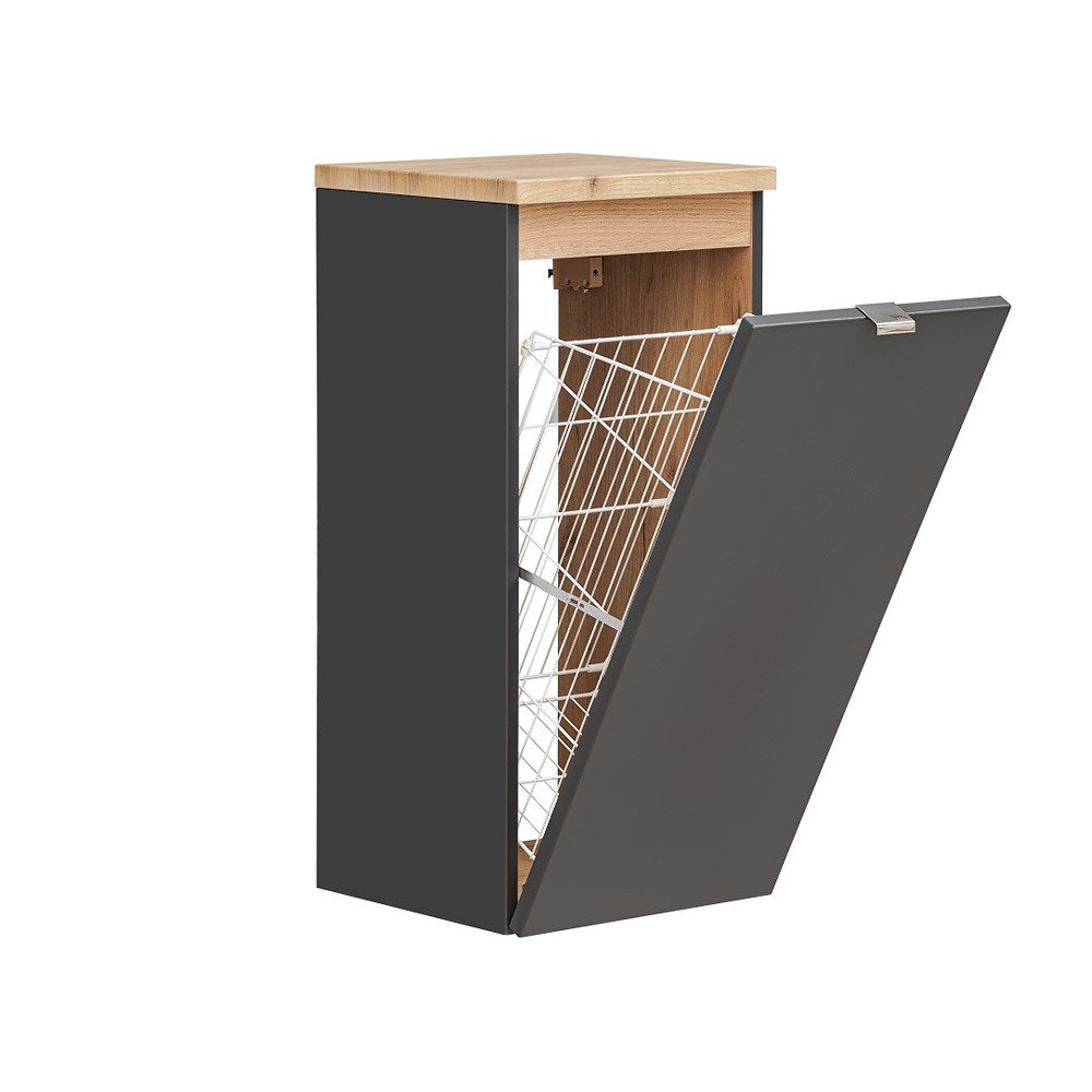 Lomadox Unterschrank TOSKANA-BLACK-56 Badezimmer Unterschrank Wäschekorb günstig online kaufen