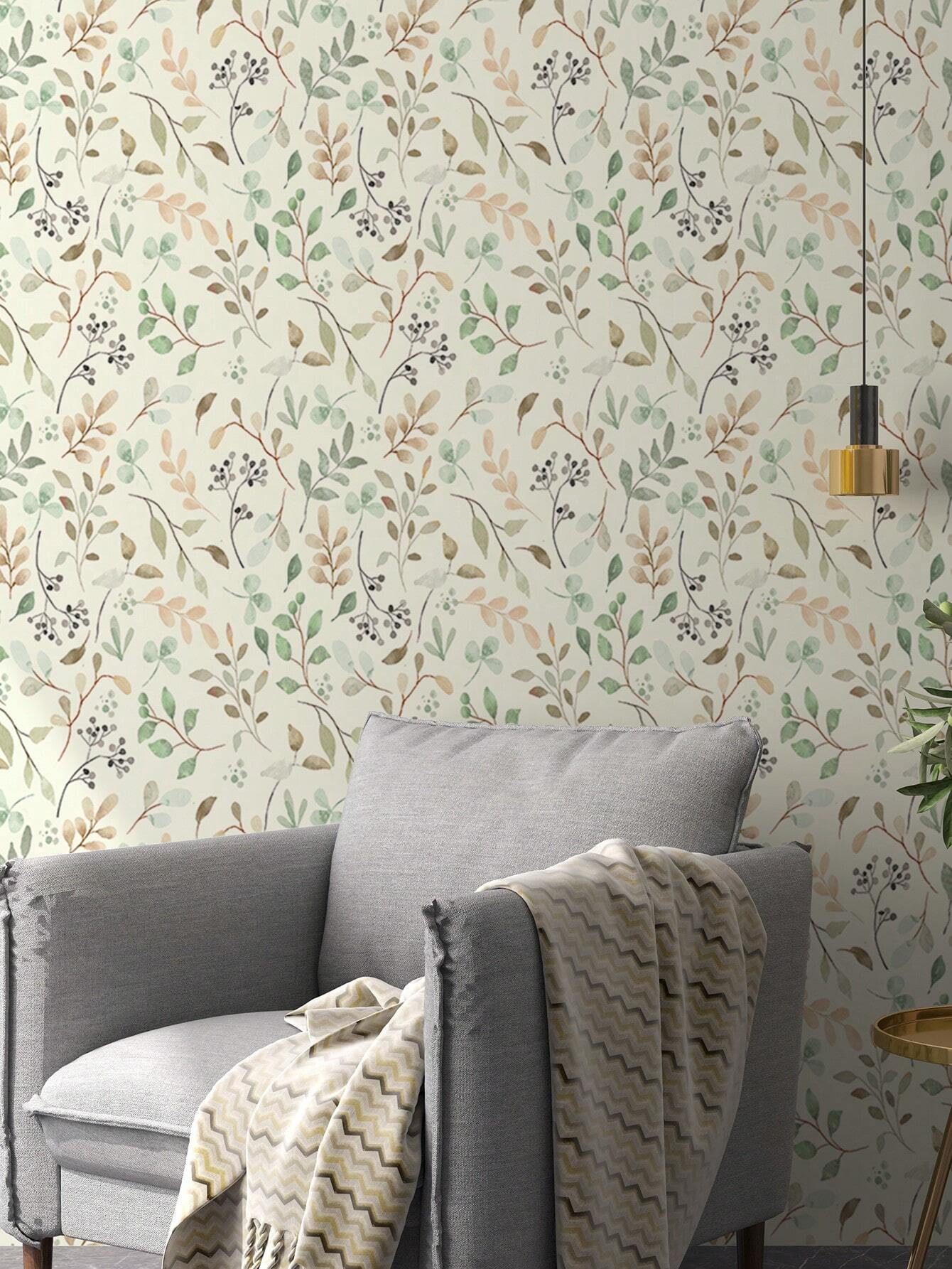 HomeBella Mustertapete Selbstklebende Tapete floral Blätter in Grün Beige, günstig online kaufen