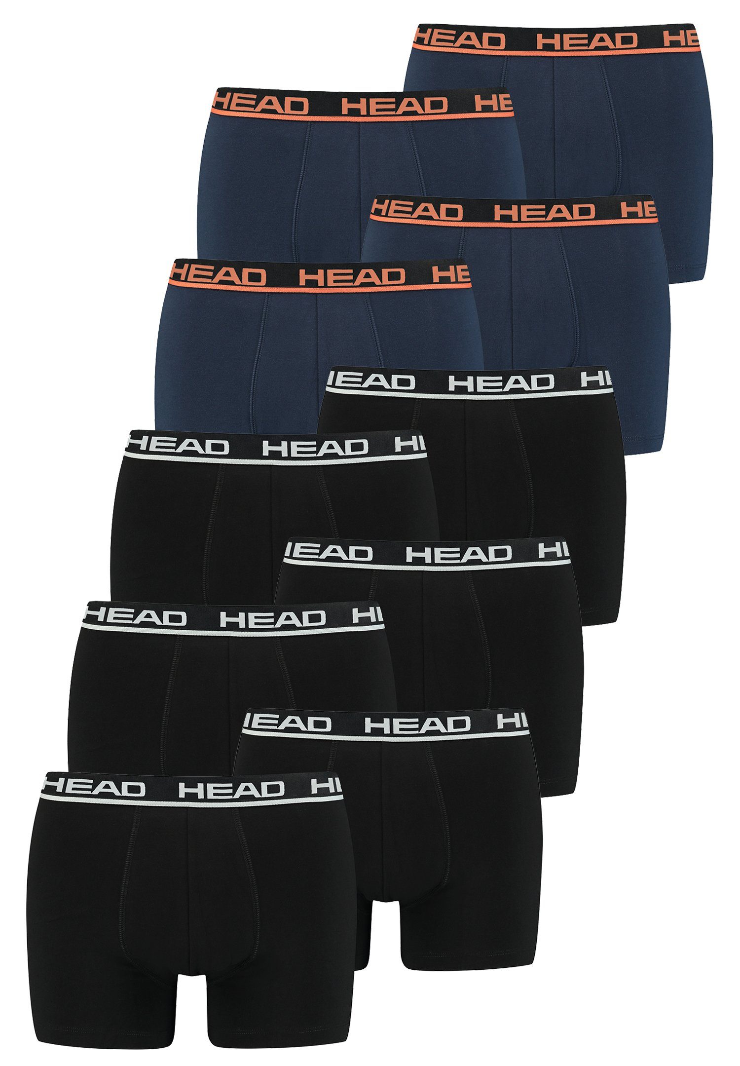 Boxer Head Boxershorts Black/Blue Orange 10er-Pack) Basic Head (Spar-Set, 10-St., 10P