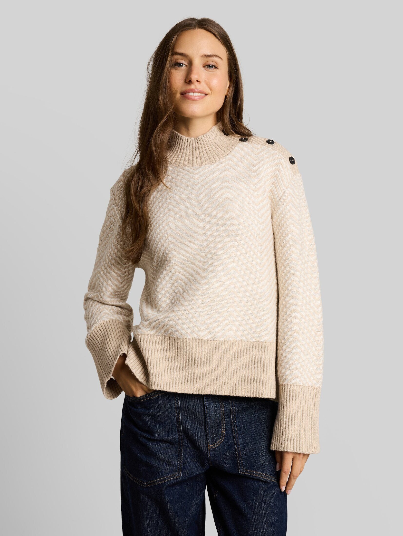 TOM TAILOR Strickpullover Pullover & Strickjacken Loose Fit Cosy Strickpullover mit Knöpfen