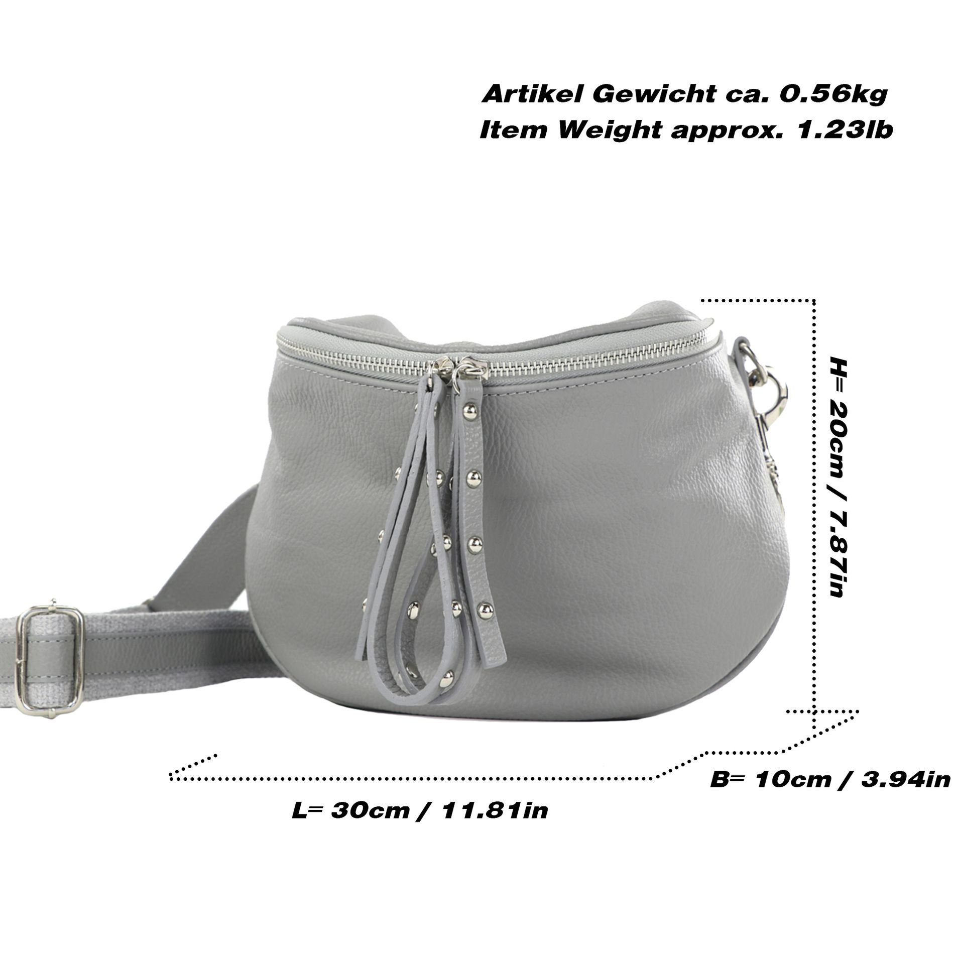 modamoda de Schultertasche T236, Echtleder in Italy Handmade Creme