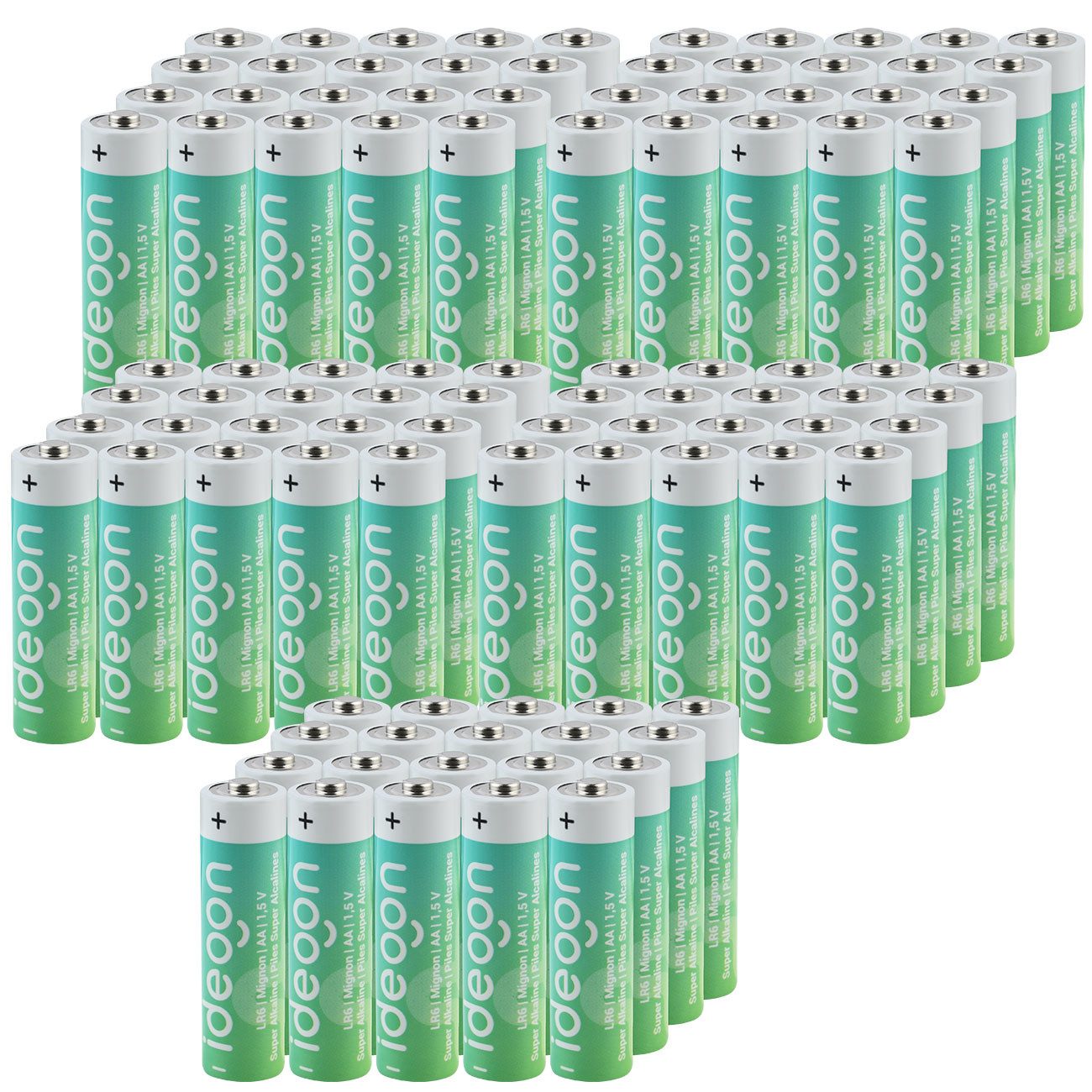 shop'n smile ideoon AA Batterien (20er-Pack) – Super Alkaline Mignon-Zellen mit 1,5V Batterie, Langlebige & auslaufsichere Batterien für den Alltag