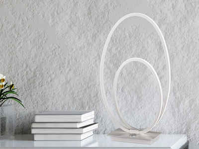 WOFI LED Tischleuchte, Dimmfunktion, LED fest integriert, Warmweiß, groß, dimmbar, ausgefallene Designer Lampe Fensterbank Weiß, Höhe 42cm