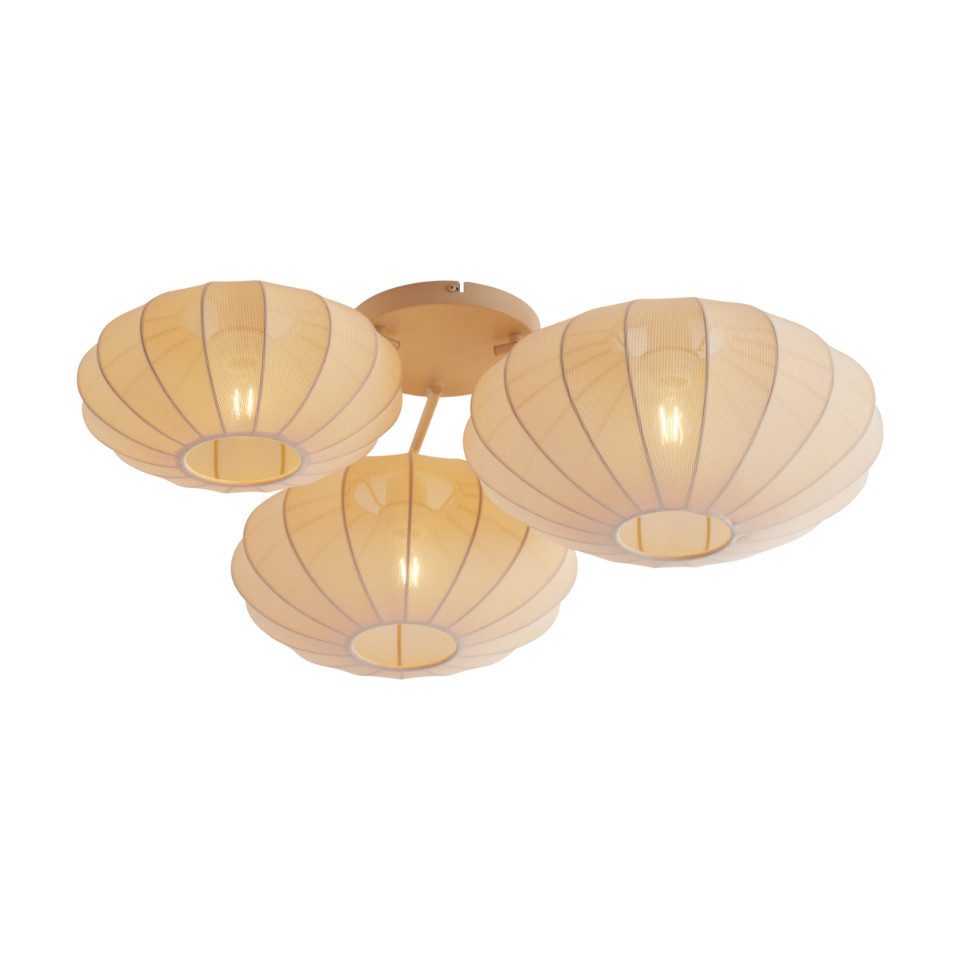 Qazqa Deckenleuchte Bida, ohne Leuchtmittel, E27, Beige, Japandi, Stahl, 3- günstig online kaufen