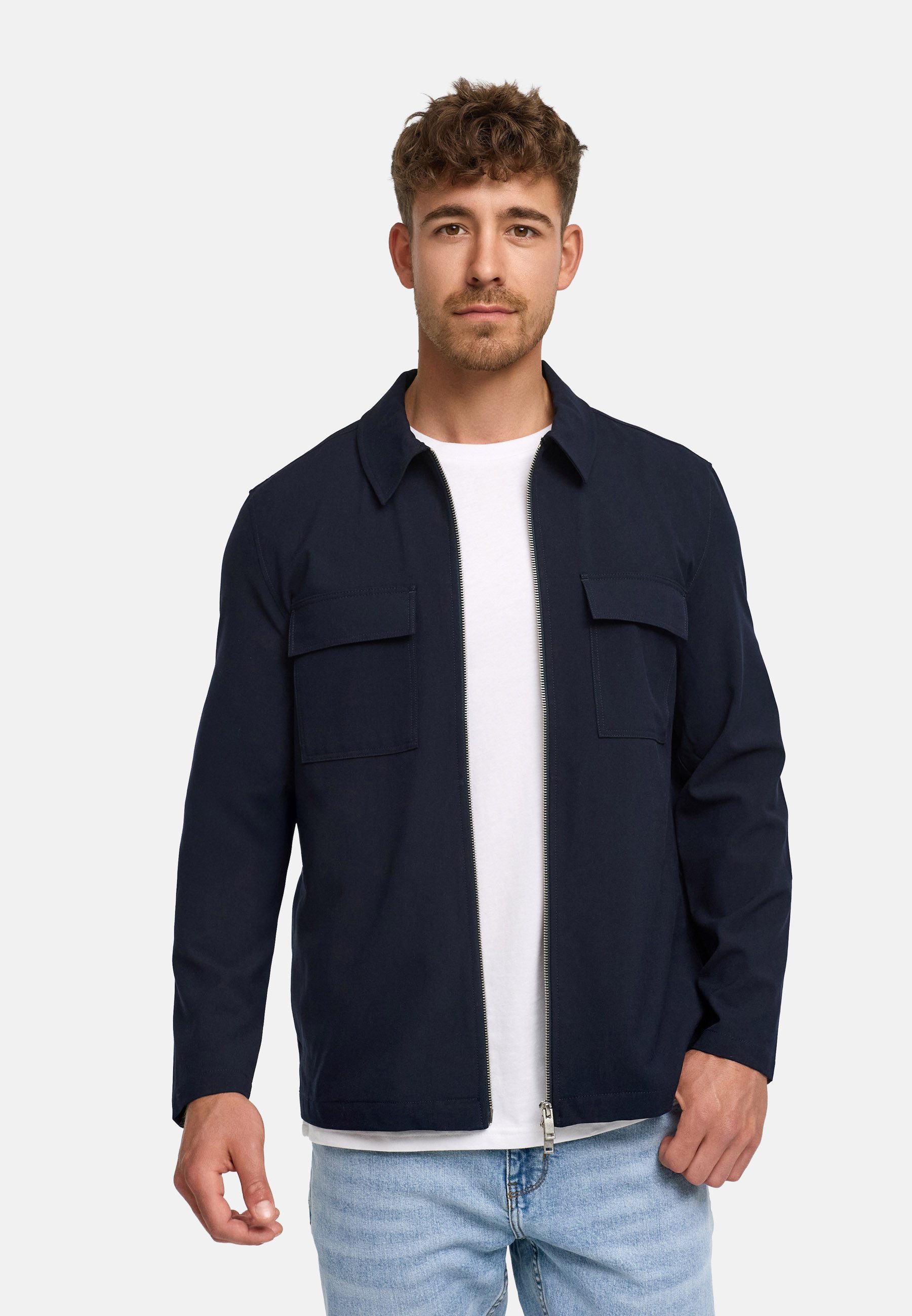 Jeff Langarmhemd JFLachlan overshirt Moderner Casual-Look mit Reißverschluss und angenehmem Tragekomfort