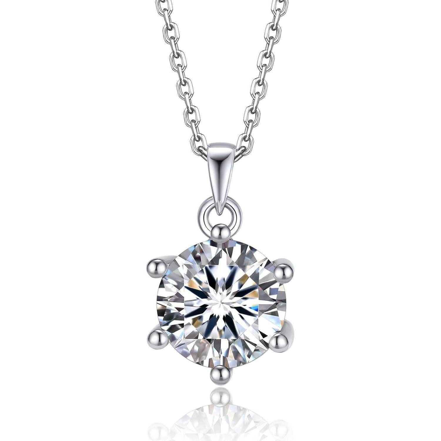 Kette mit Anhänger Moissanite Halskette Damen 925 Silber 1/2 Karat Solitär Anhänger