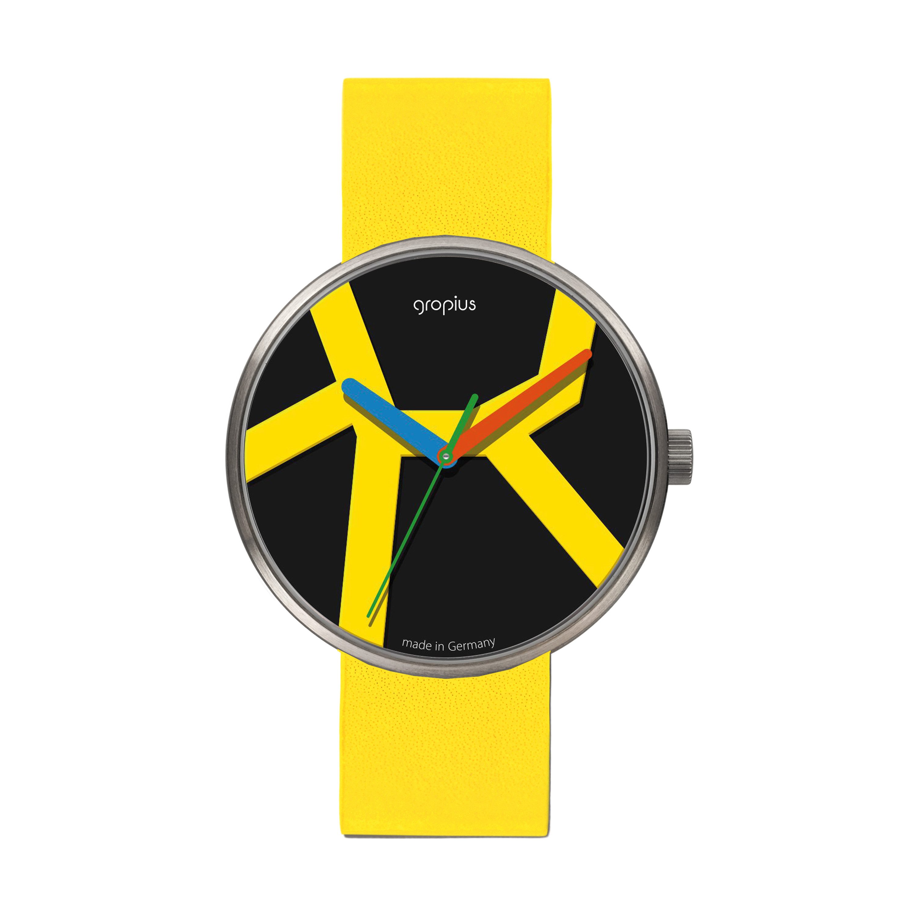 Walter Gropius Quarzuhr Made in Germany, Saphirglas, Forum Move - WG 011-03, Designeruhr, Lederarmband mit Easy-Release System, Edelstahlgehäuse