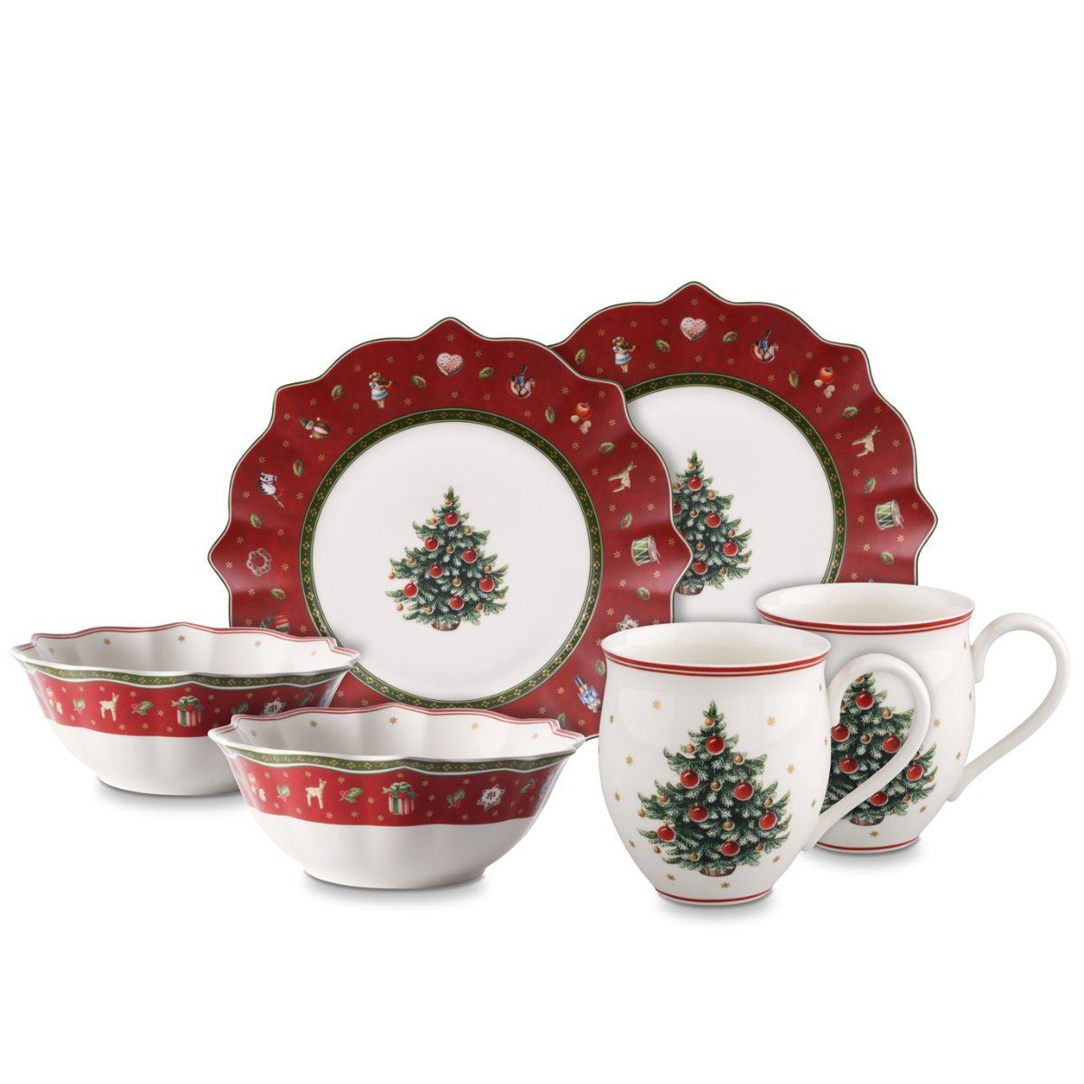 Villeroy & Boch Teller-Set Toy's Delight Weihnachtsgeschirr, Porzellan, Set 6-tlg.