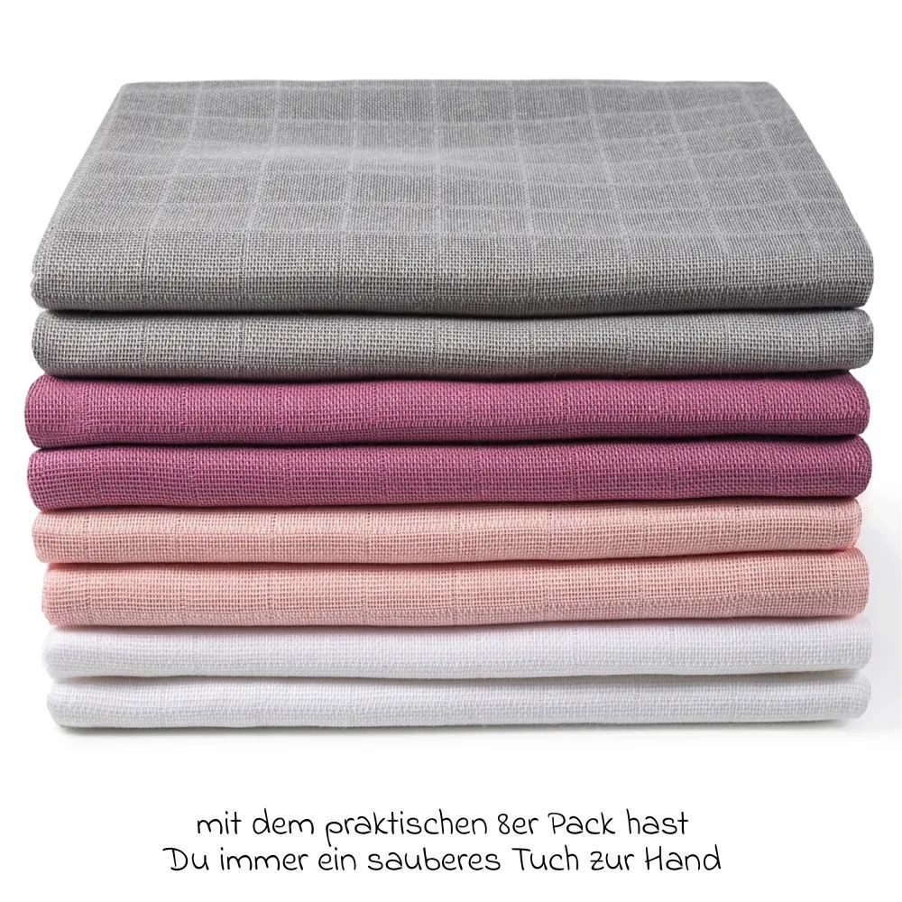 Makian Stoffwindeln Orchidee / Puder, Mullwindeln Mulltücher 8 Stück 80x80 cm Spucktücher 100 % Baumwolle