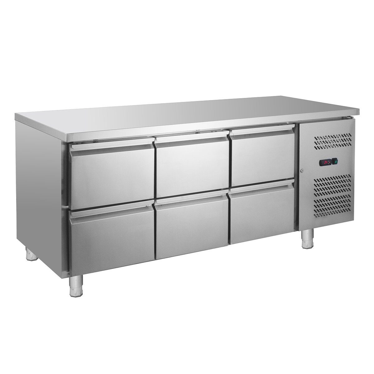 GastroHero Dönergrill Kühltisch Edelstahl GN 1/1 6 Schubladen 417 L, 275 W