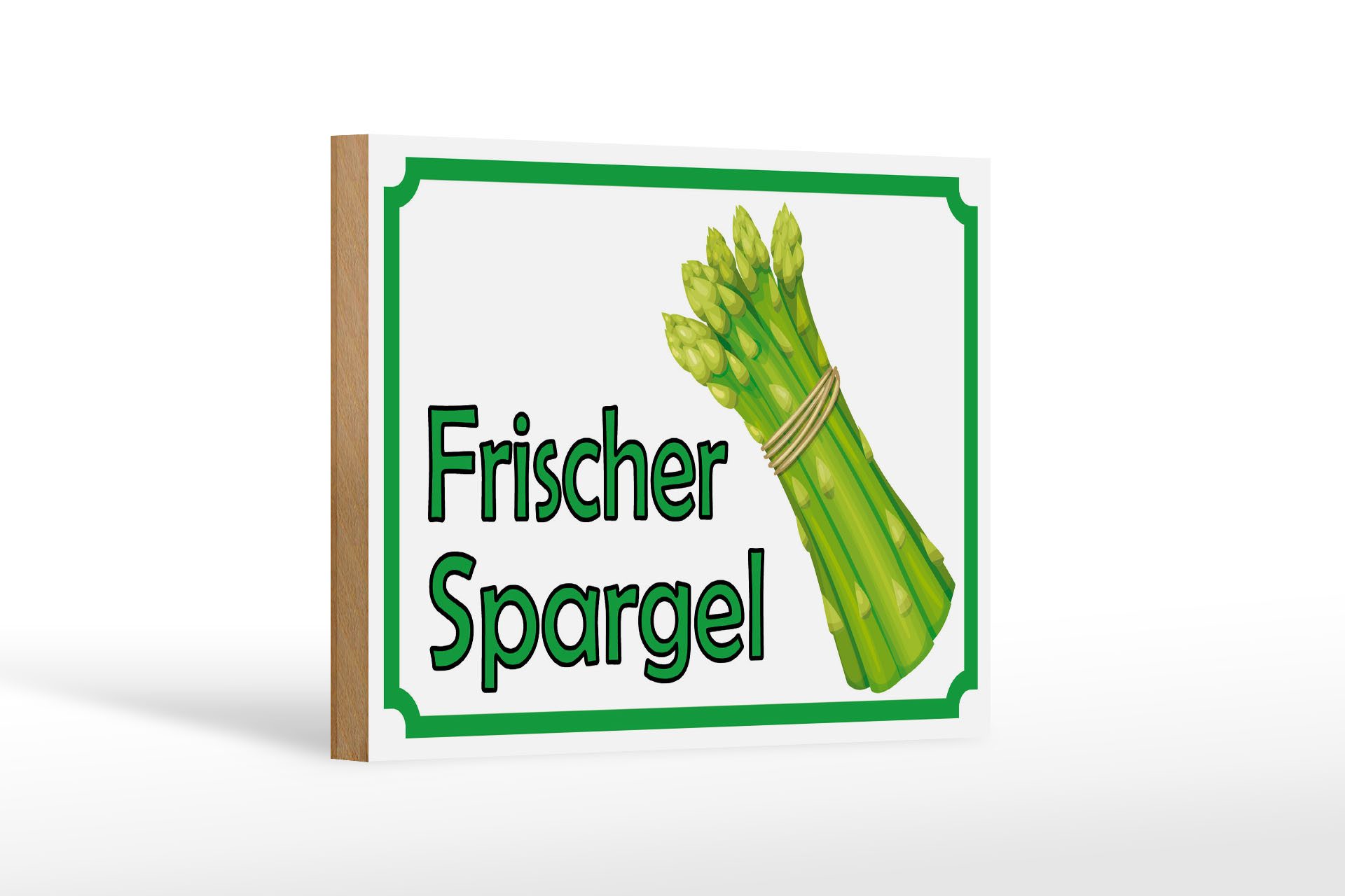 Holzbild Hinweis 18x12 cm frischer Spargel Restaurant