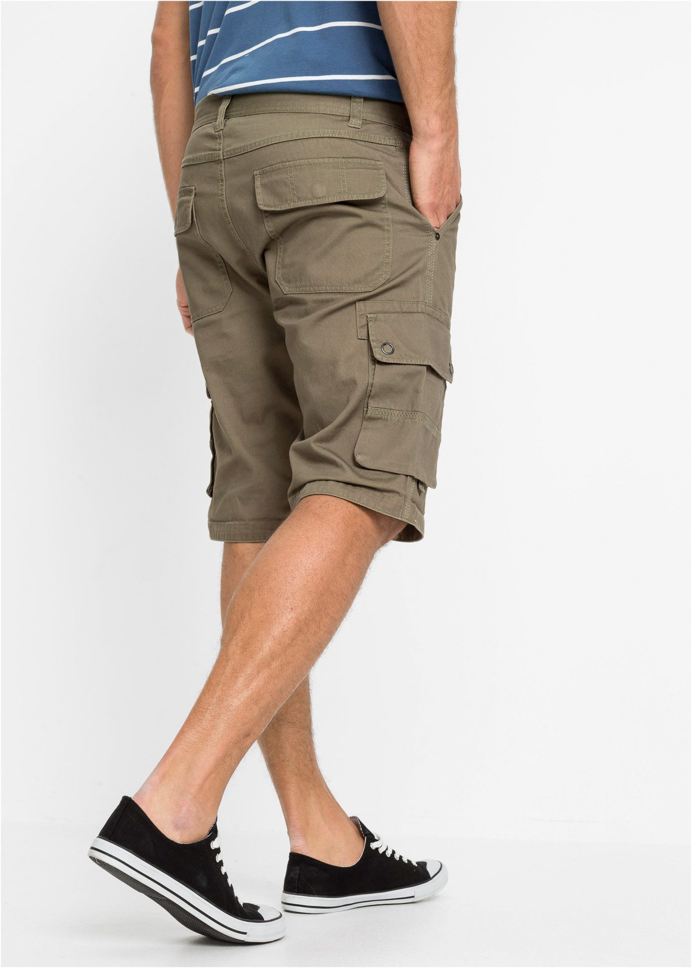 bonprix Cargobermudas Cargo-Bermuda, aus Baumwolle, mit verstellbarer Länge, Regular Fit