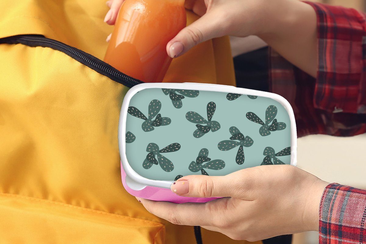 Sommer Brotbox - rosa Kunststoff, Kakteen - Kinder, Erwachsene, (2-tlg), Kunststoff Pastell, Snackbox, MuchoWow Mädchen, Brotdose Lunchbox für