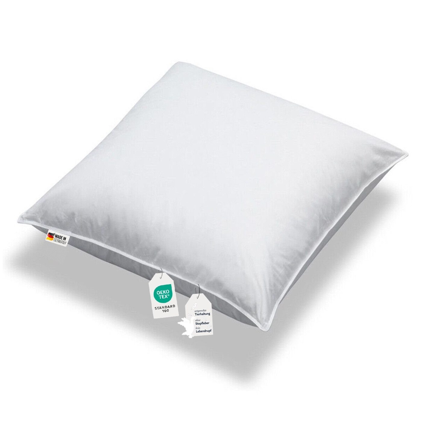 Bettenhaus Breuer Federkopfkissen Extra dick+ prall gefülltes Kopfkissen 1600g sibirische Federn 80x80, Füllung: 100% neue Federn, Bezug: Baumwolle, Seitenschläfer, Rückenschläfer, Hergestellt in Deutschland