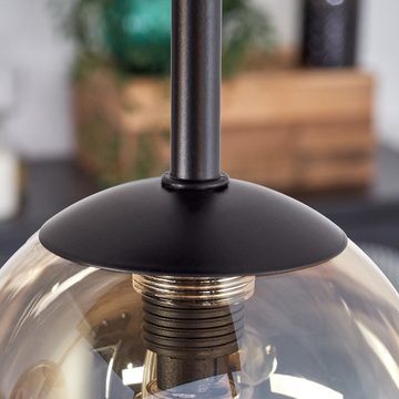 hofstein Deckenleuchte Deckenlampe aus Metall/Glas in Schwarz/Bernstein, ohne Leuchtmittel, Leuchte mit Glasschirmen (10, 12, 15 cm), 5 x G9, ohne Leuchtmittel