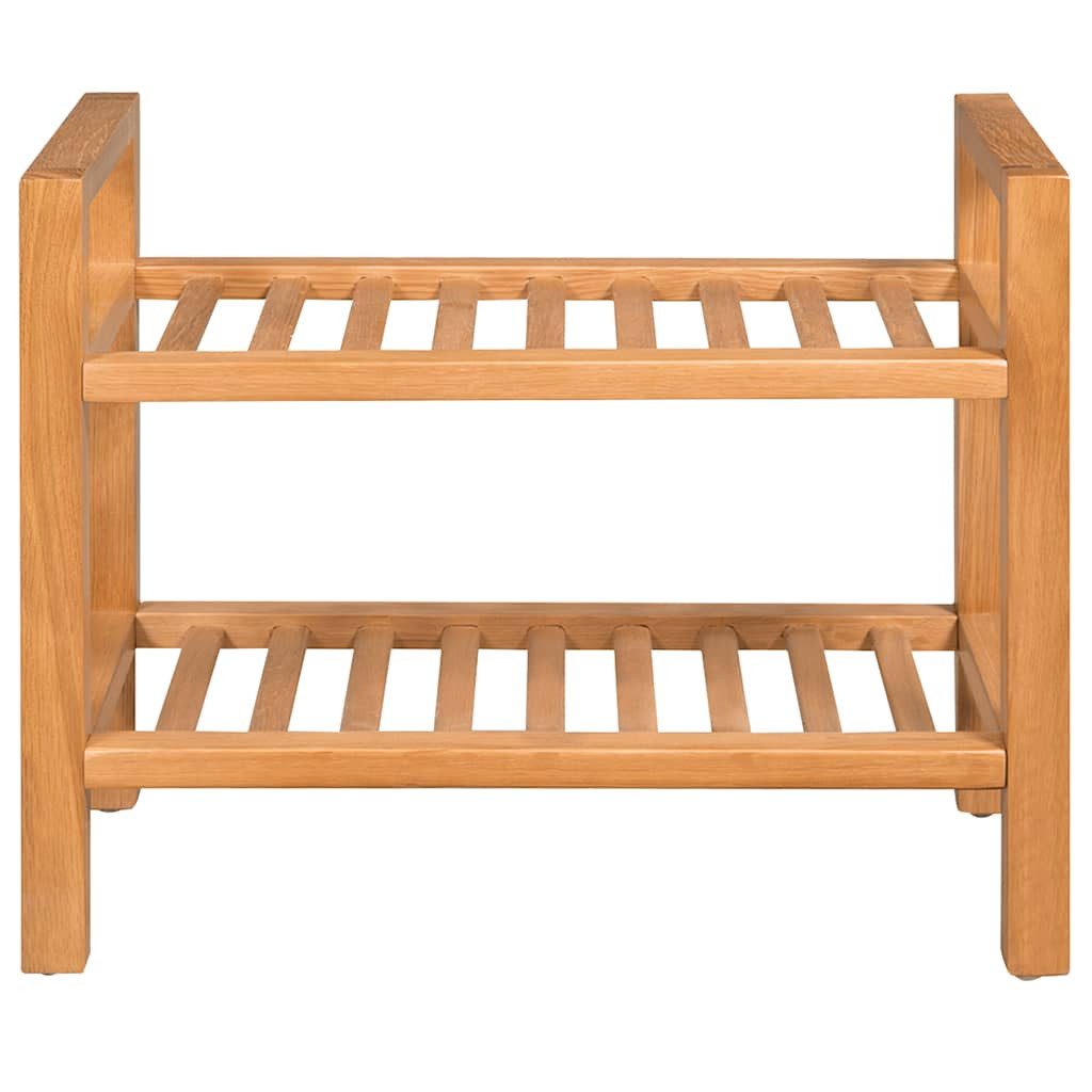 furnicato Schuhregal aus Echtholz 50 x 27 x 40 cm Braun, 1-tlg., Schuhablage mit 2 Etagen, Griffen und Belüftung für den Flurbereich