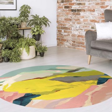 Teppich Vinyl Wohnzimmer Schlafzimmer Flur Küche Abstrakt modern, Bilderdepot24, rund - bunt glatt, nass wischbar (Küche, Tierhaare) - Saugroboter & Bodenheizung geeignet