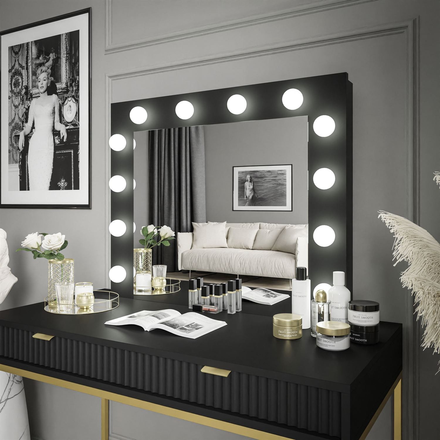 Lookway Schminkspiegel ESCADO in Weiß / Weiß Matt und in Schwarz/Schwarz Ma günstig online kaufen