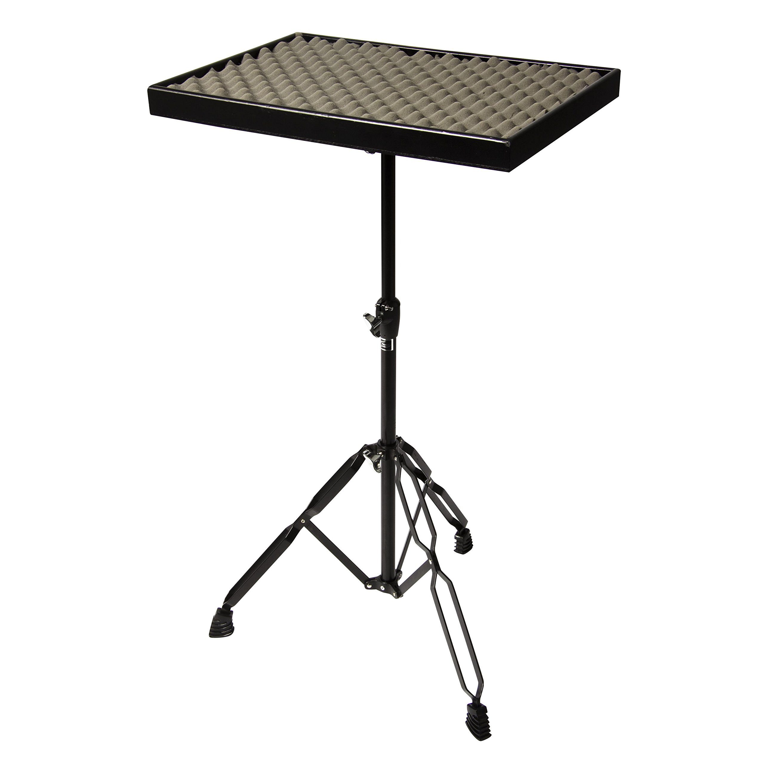 FAME Musikinstrumentenständer, (Percussion Tisch Doppelstrebig 3-Beinige Basis 40x55cm Ausziehbar 69-100cm Rutschfeste Gummifüße Schwarz Modell, Hardware, Percussion-Hardware), Percussion Tisch, Doppelstrebig, Ausziehbar, Schwarz