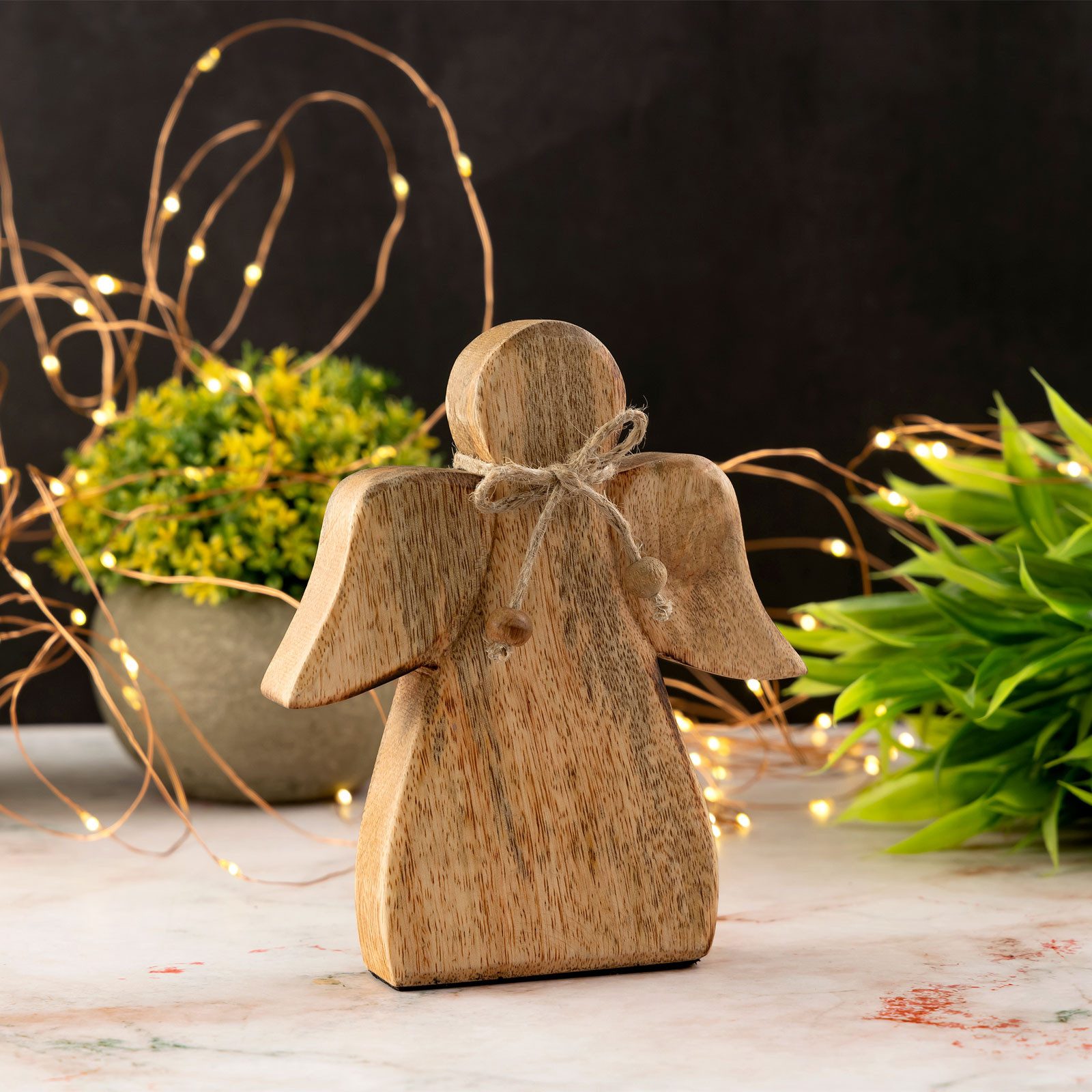 Amagohome Dekofigur Dekofigur Engel Holzfigur Schutzengel günstig online kaufen