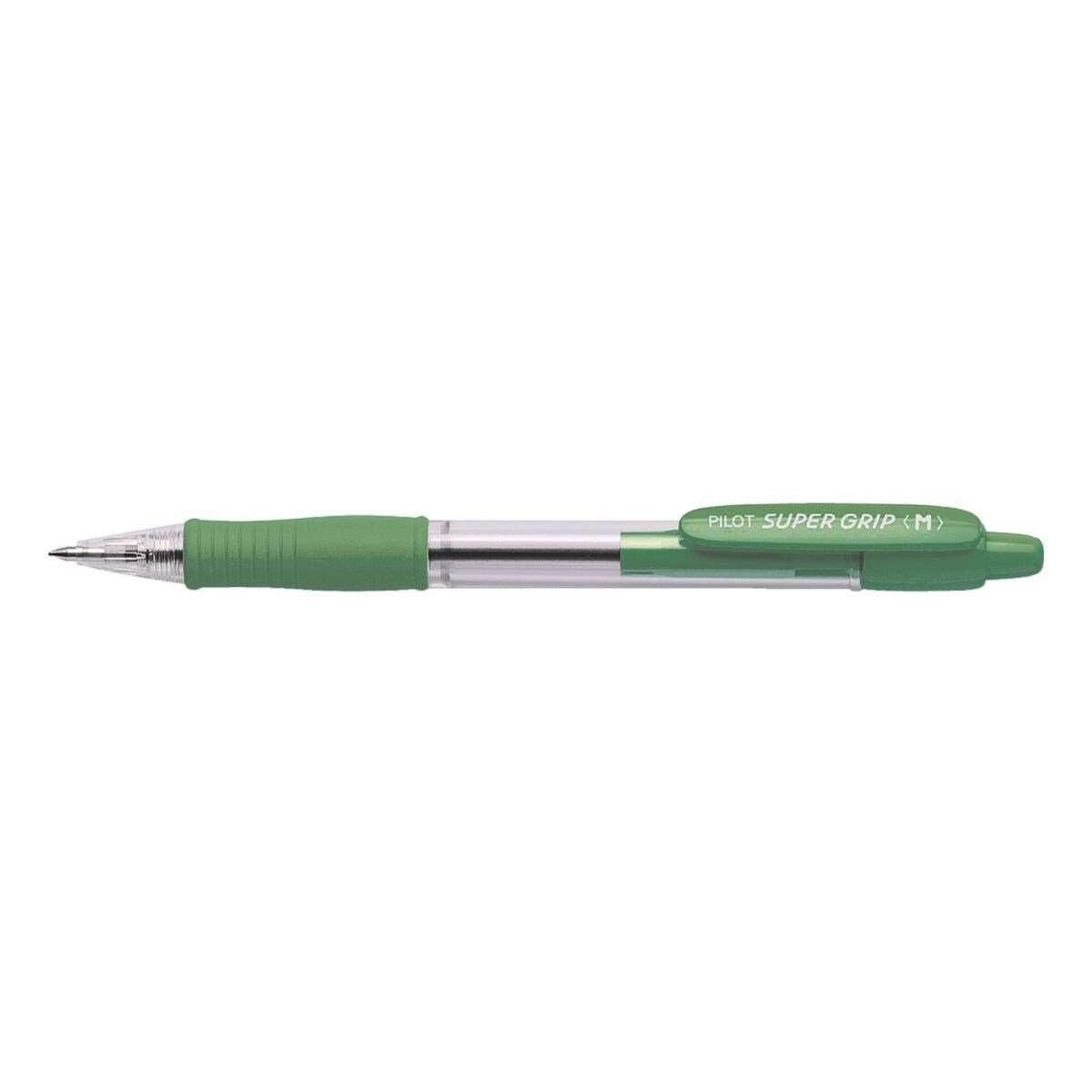 PILOT Kugelschreiber Super Grip M, Strichstärke 0,4 mm, mit Druckmechanik grün