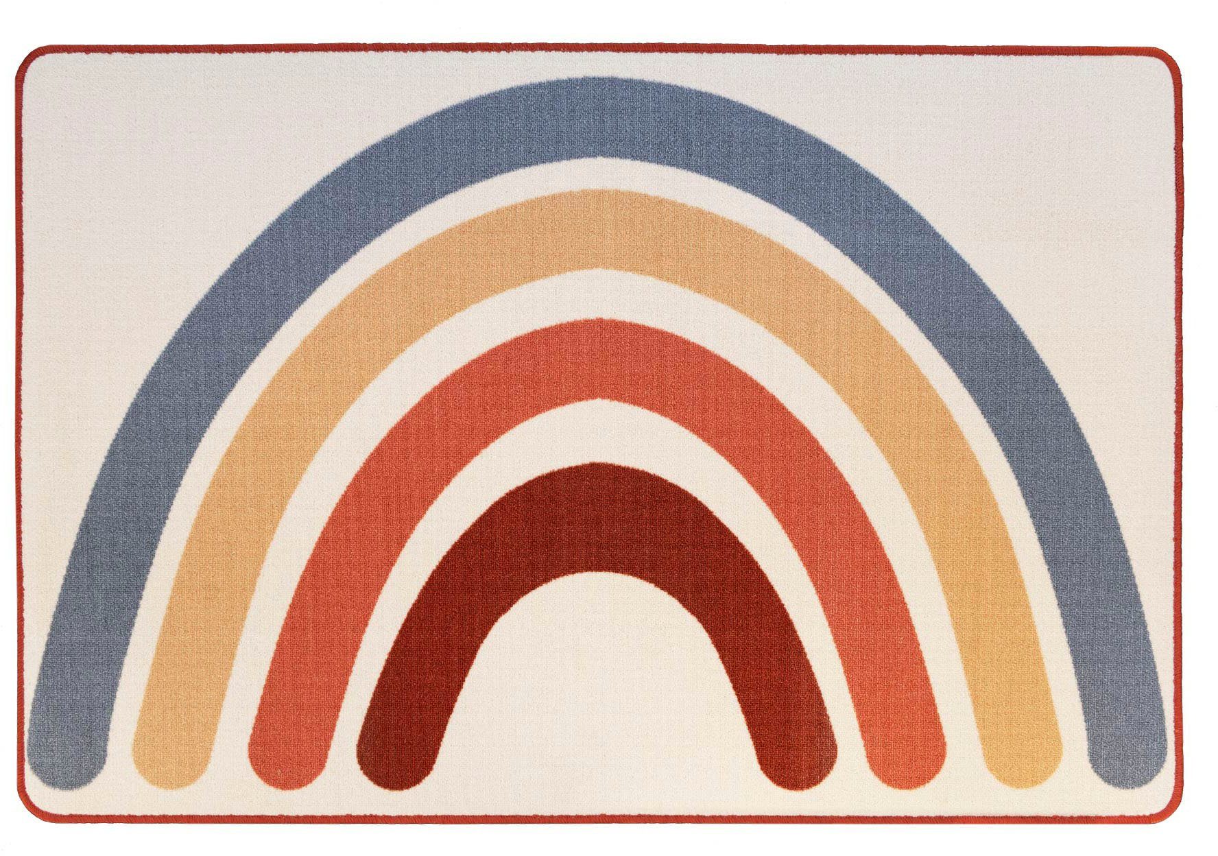 Primaflor-Ideen in Textil Kinderteppich RAINBOW, rechteckig, Höhe: 5 mm, Kurzflor, Motiv Regenbogen, Kinderzimmer