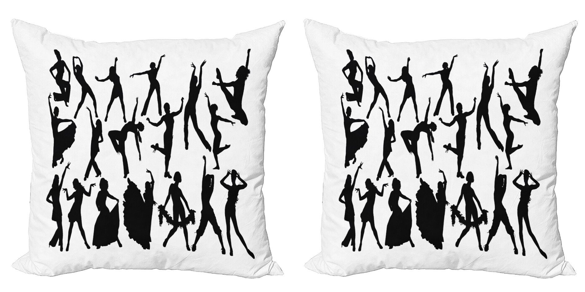 Abakuhaus Kissenbezüge Modern Accent Doppelseitiger Digitaldruck, (2 Stück), Schwarz-Weiss Tänzer-Silhouetten