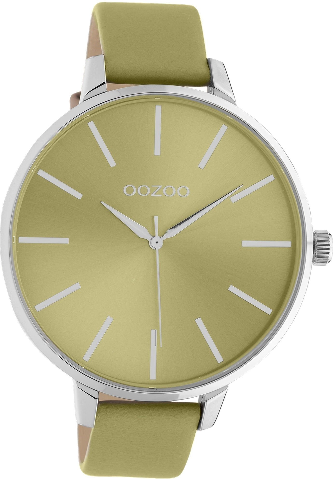 groß (ca. rund, extra OOZOO Timepieces, 48mm) Damen Quarzuhr Fashion-Style Damenuhr Lederarmband, Oozoo Armbanduhr