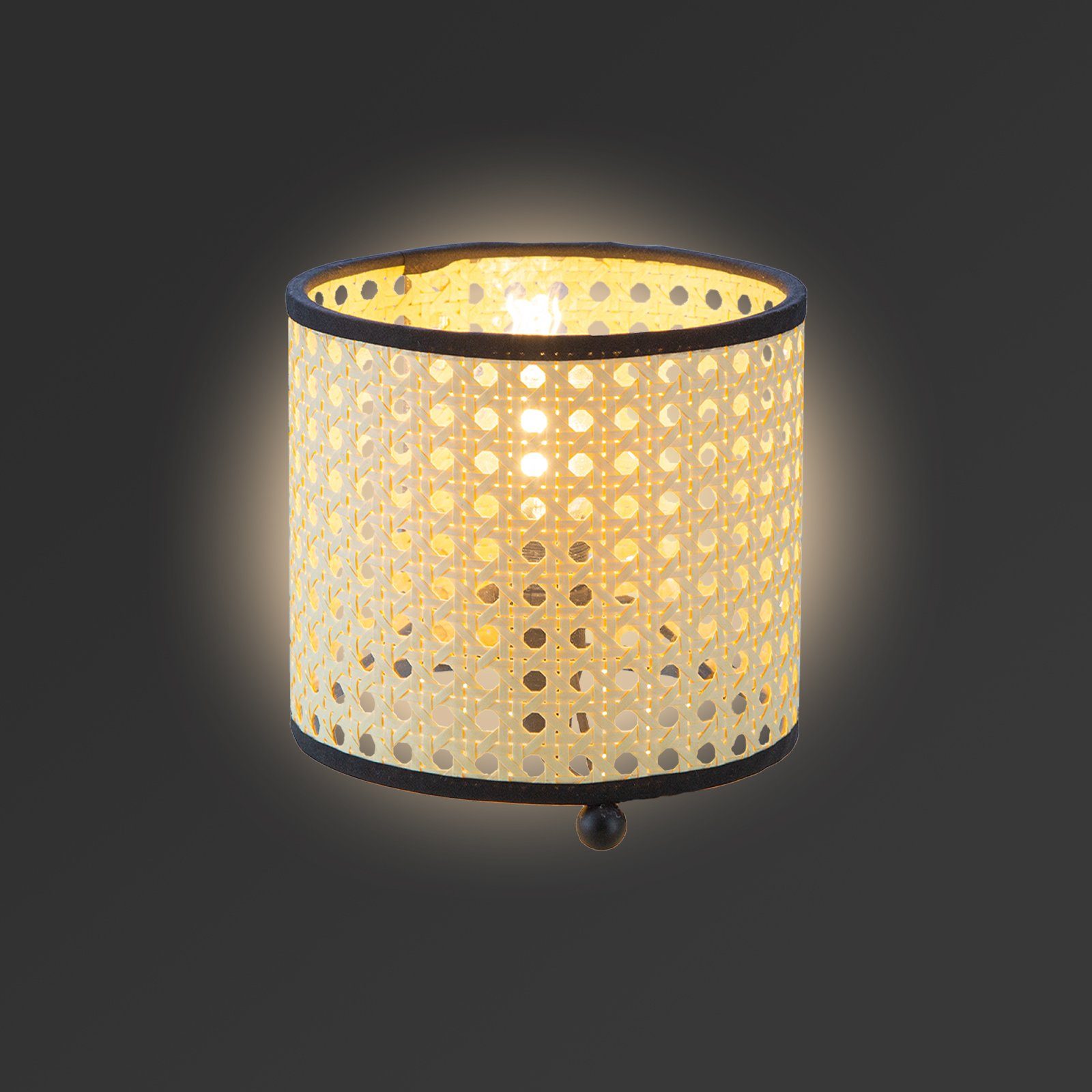 bmf-versand Tischleuchte Modern Landhaus Tischlampe LED Rattan Optik Tischleuchte Holz