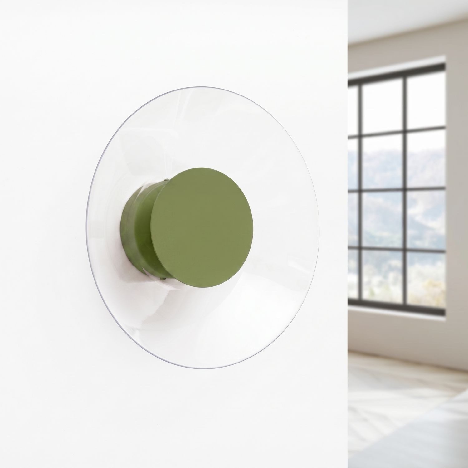 Licht-Erlebnisse Wandleuchte BARDI, LED fest integriert, Neutralweiß, LED Metall Glas Ø 28 cm rund Olivgrün 4000 K 1186 lm Modern
