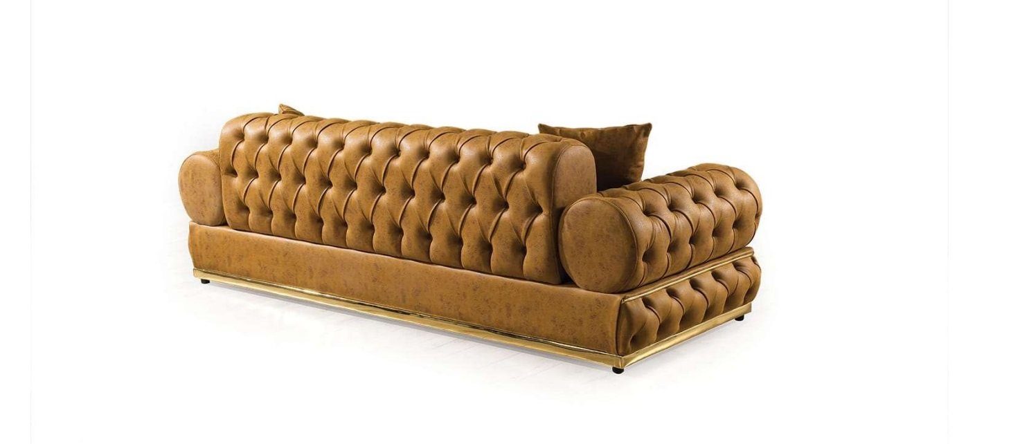 JVmoebel Wohnzimmer-Set, Leder Chesterfield Luxus Sofas Sofagarnitur Sitzer Sofa 3+1 Sessel