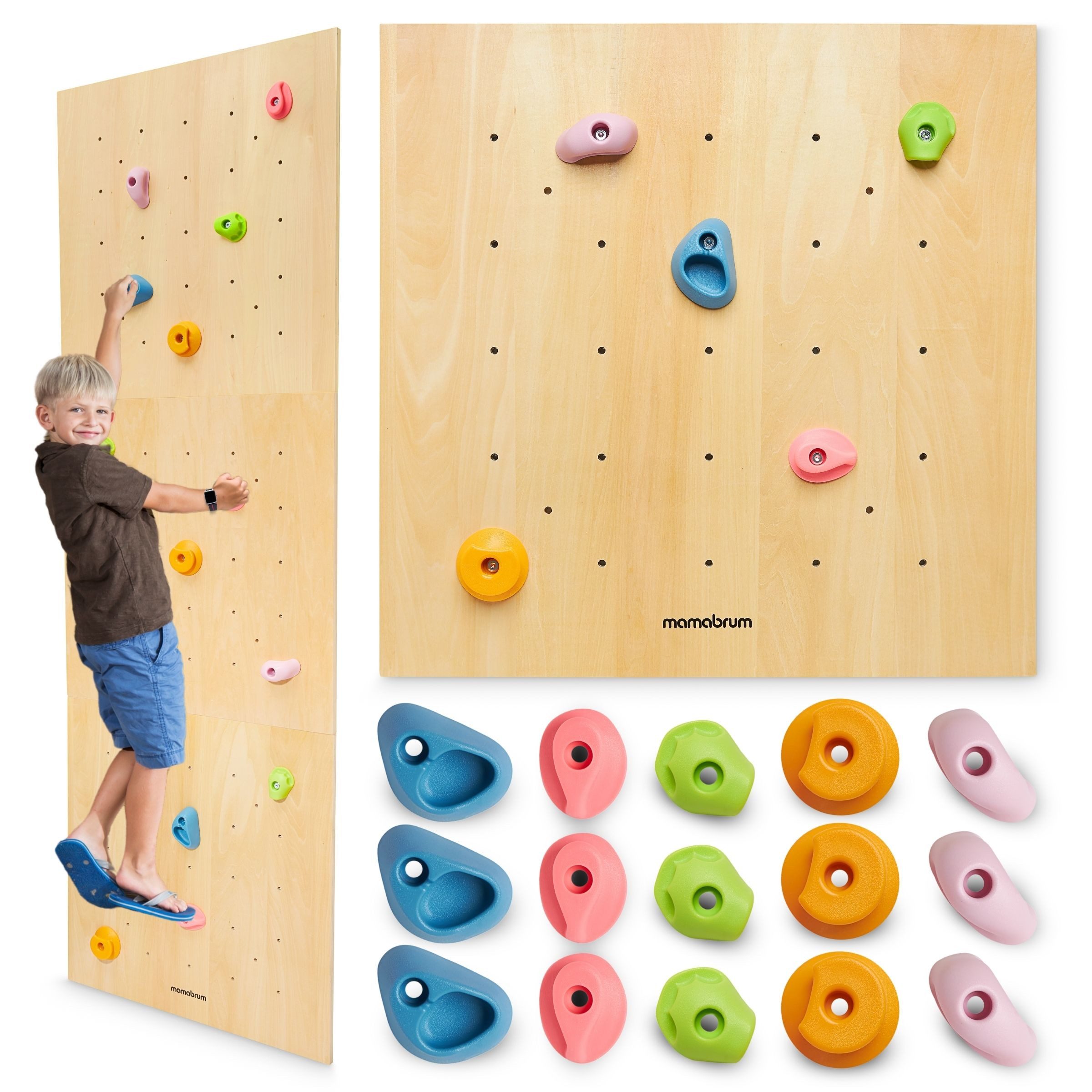 Mamabrum Kletterwand Holzkletterwand für Kinderzimmer, ab 3 Jahren