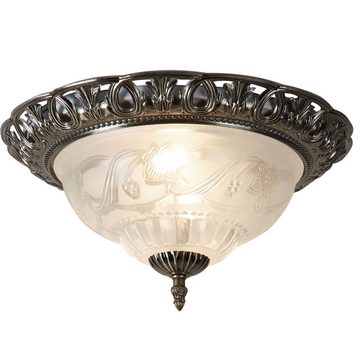 etc-shop Deckenstrahler, Leuchtmittel nicht inklusive, Landhaus Stil Decken Beleuchtung Lampe Glas Leuchte Messing antik