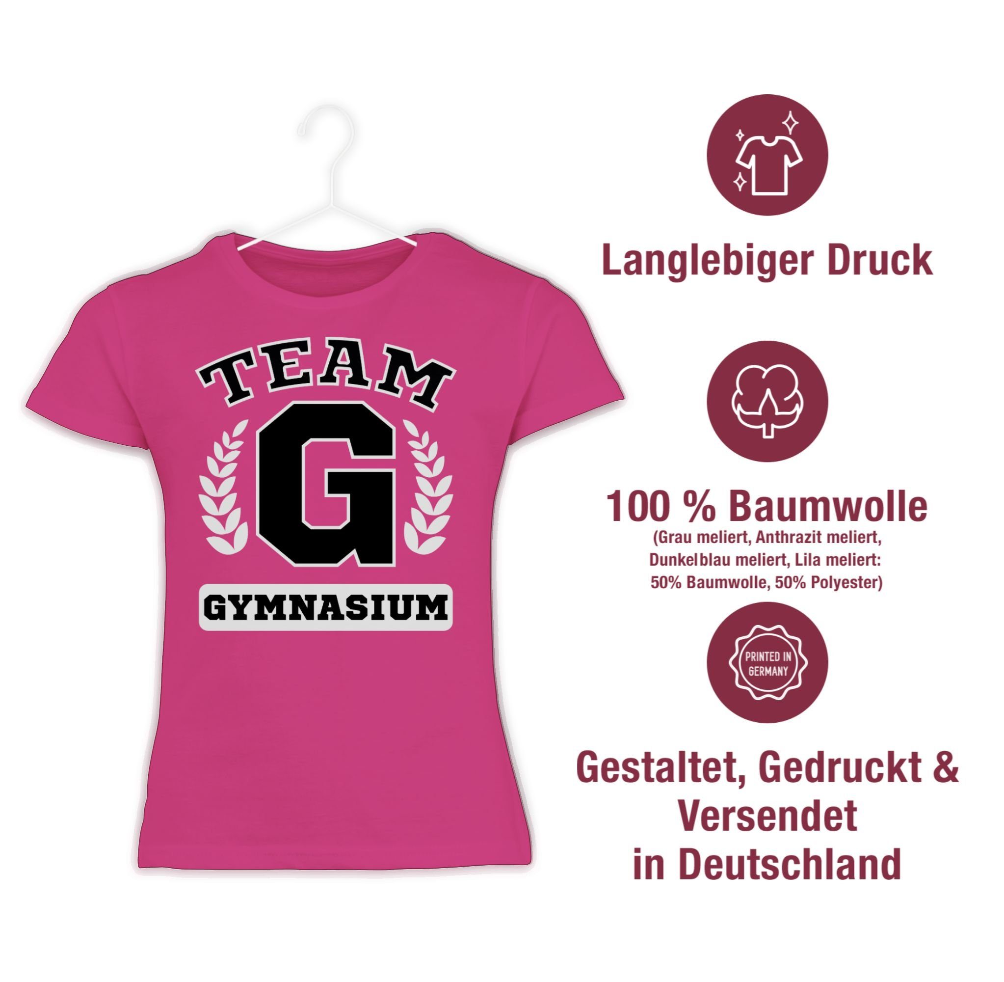 Shirtracer 1 T-Shirt Team Mädchen Fuchsia Einschulung Gymnasium