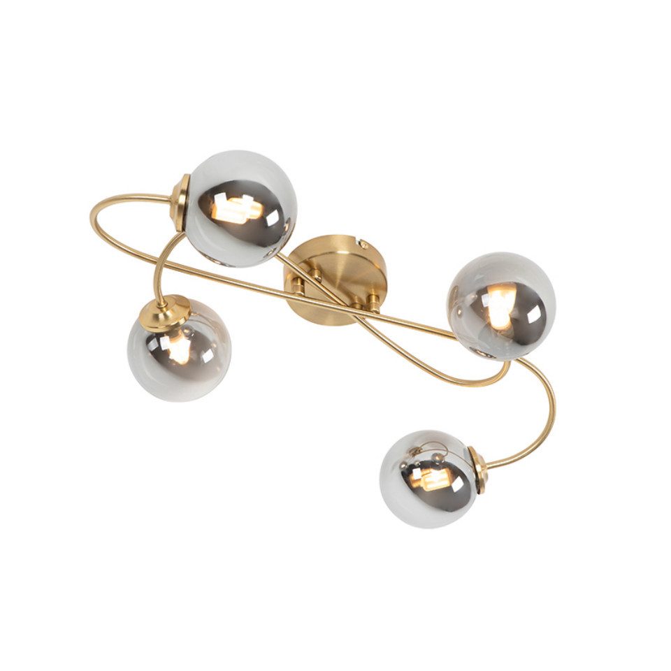 Qazqa Deckenleuchte Athens, ohne Leuchtmittel, G9, Gold/Messing, Landhaus, Glas, 4-flammig